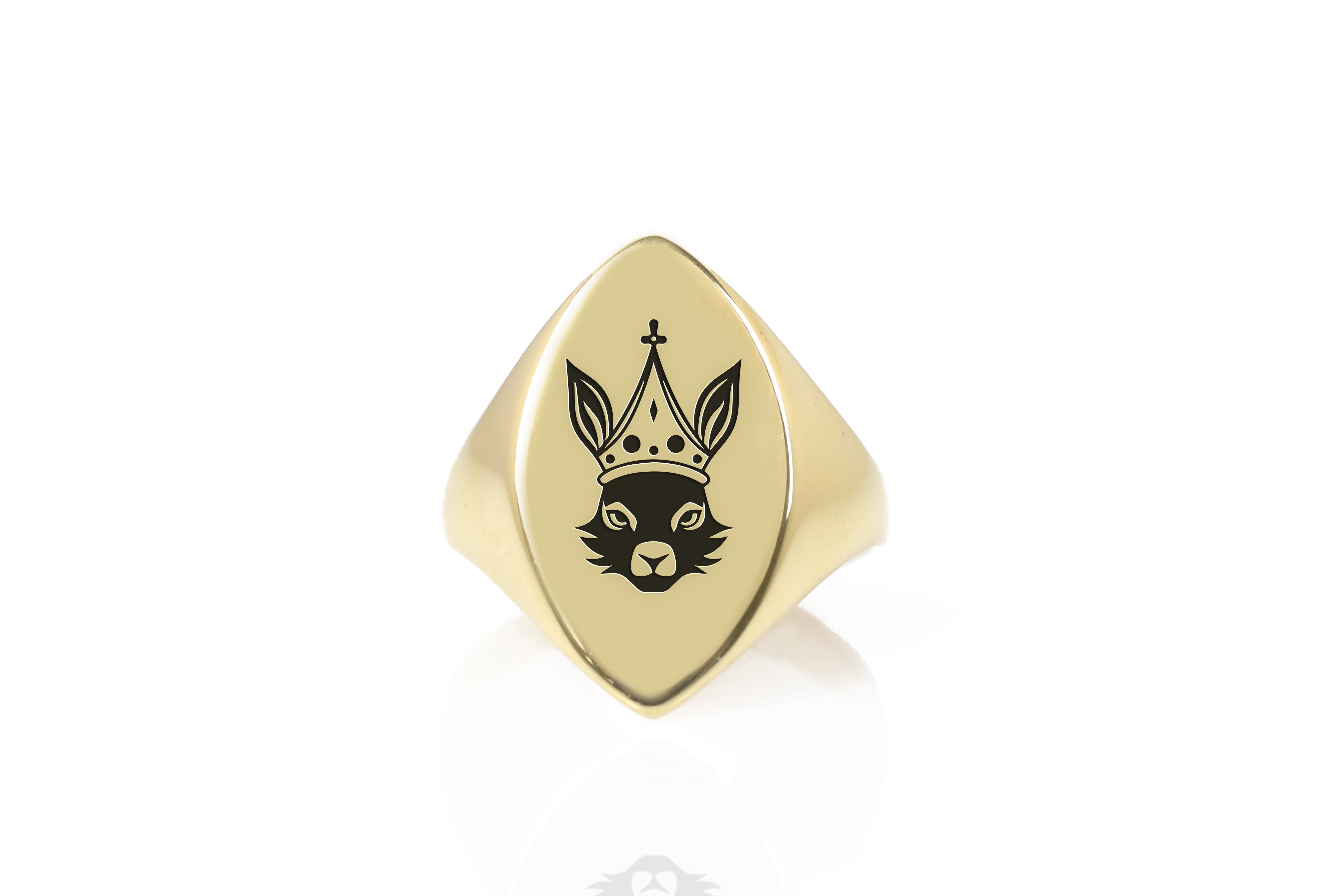 14k Gold Rabbit Signet Ring