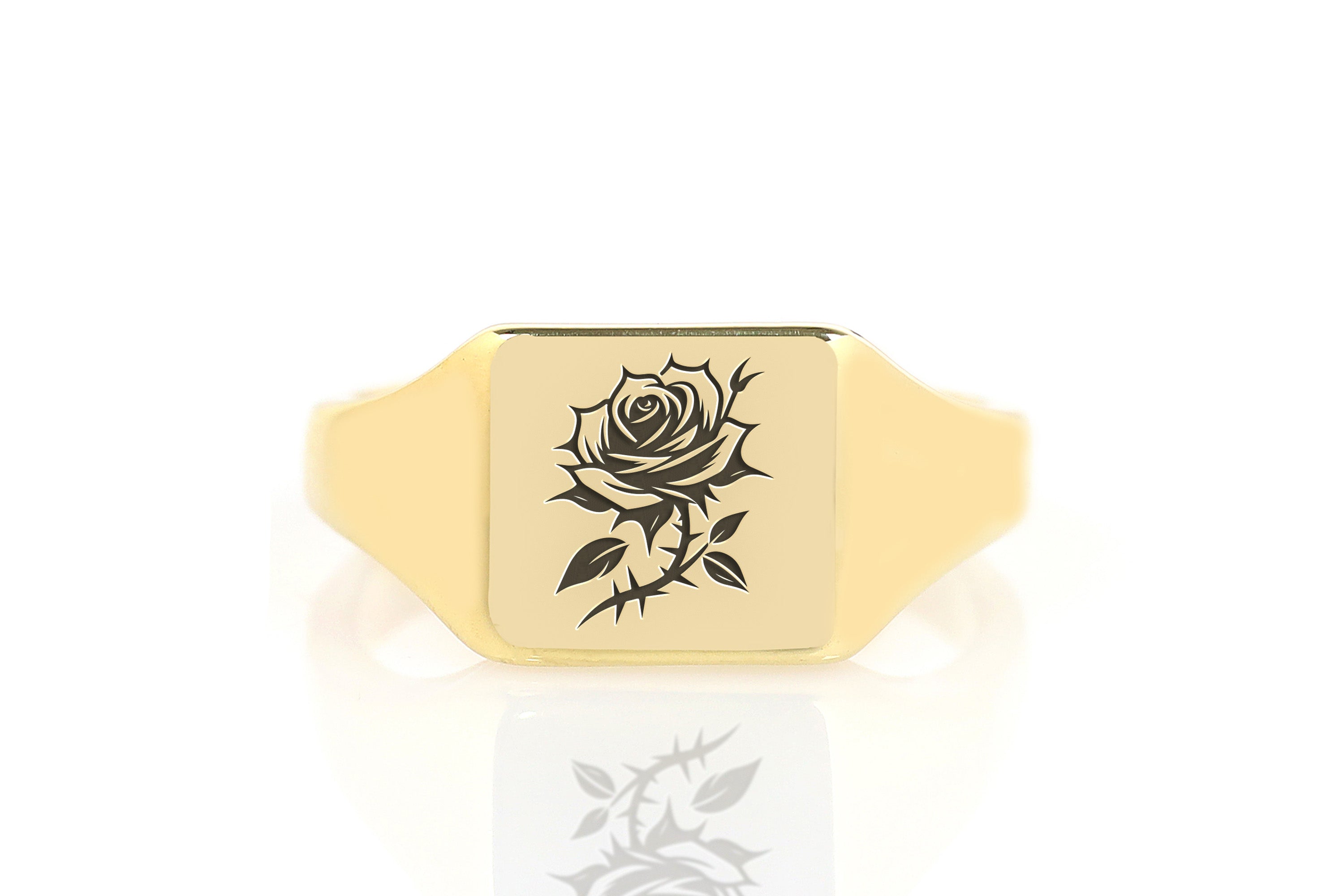 14k Gold Rose Signet Ring