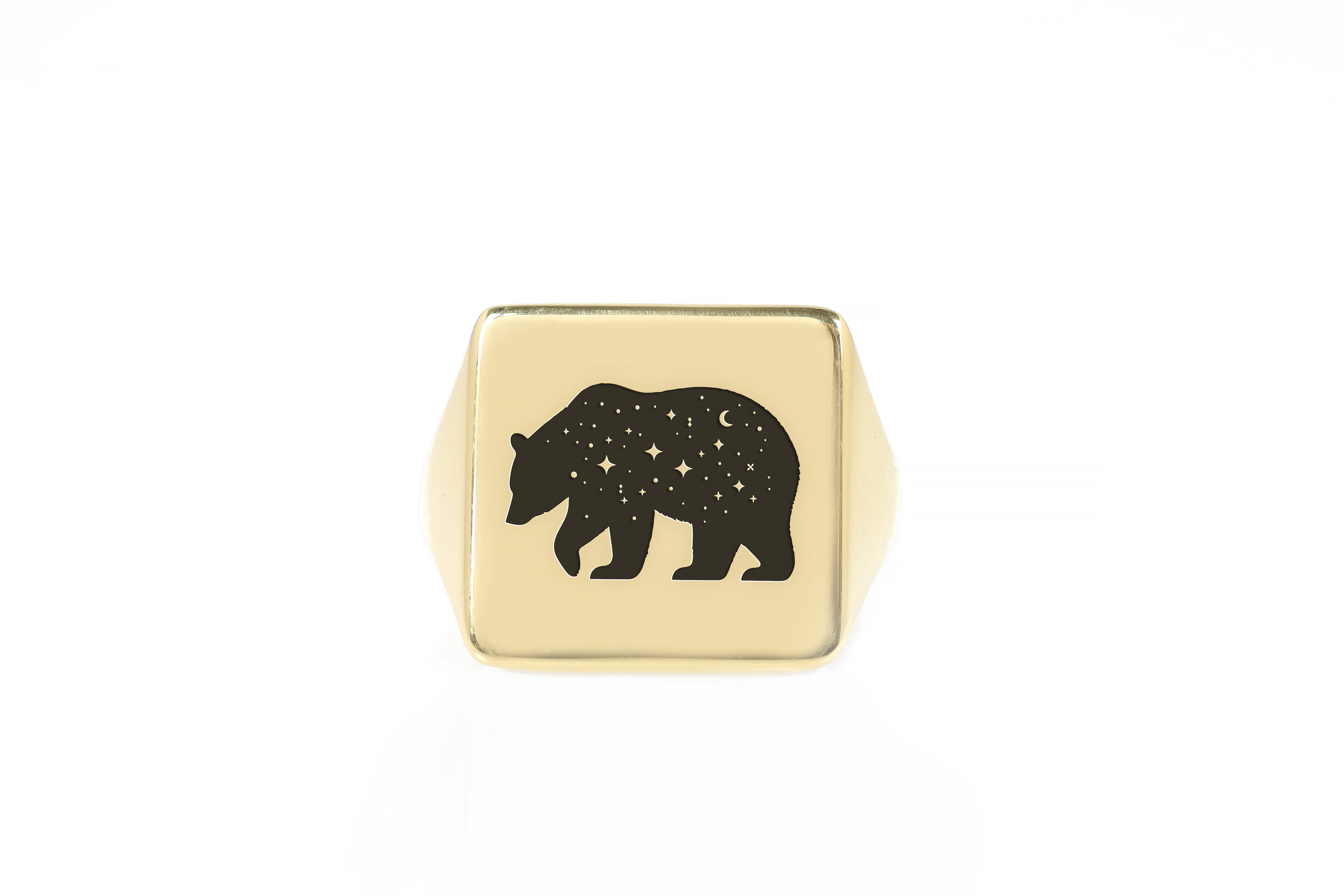 Engraved Bear Signet Ring