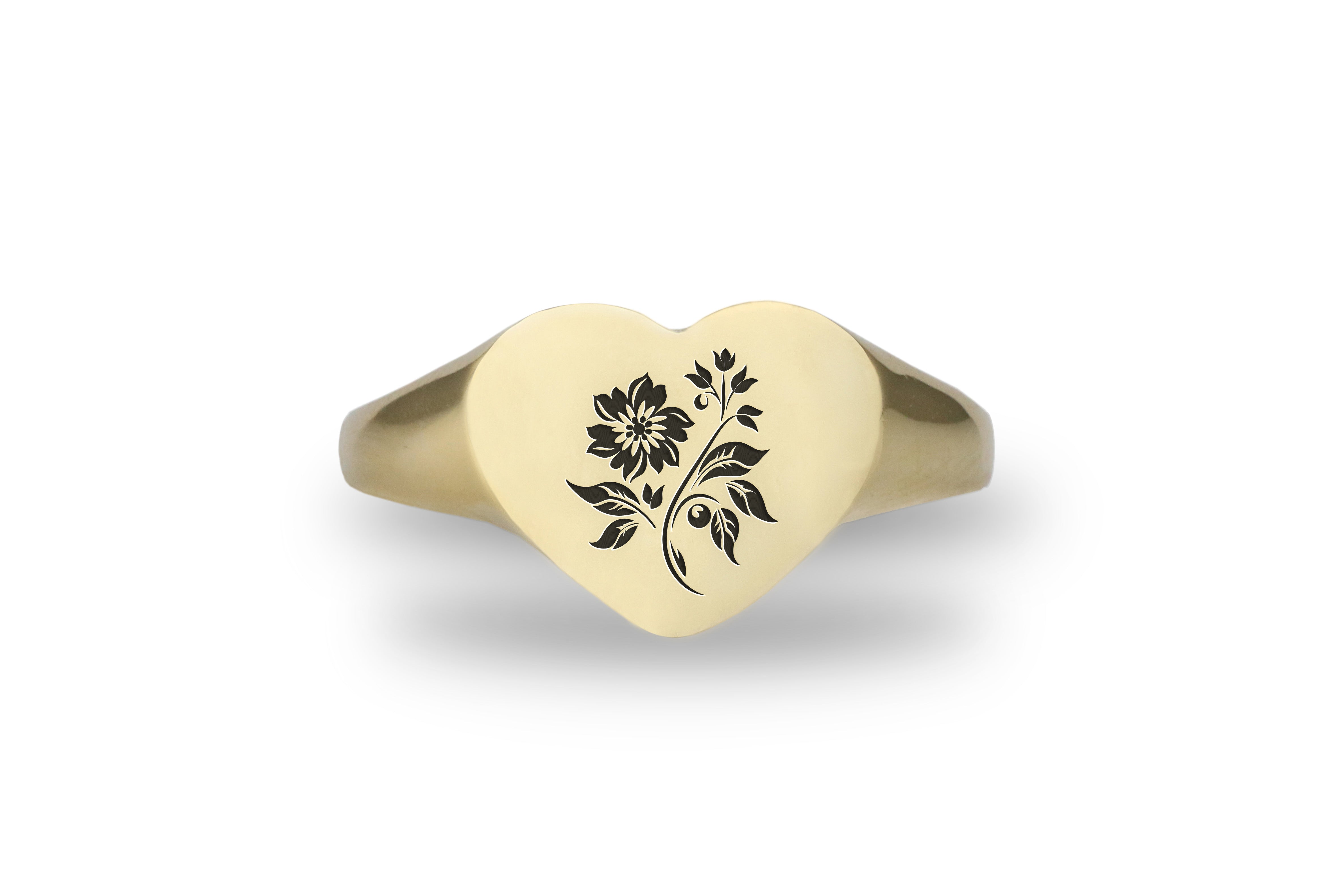 Flower Gold Signet Ring