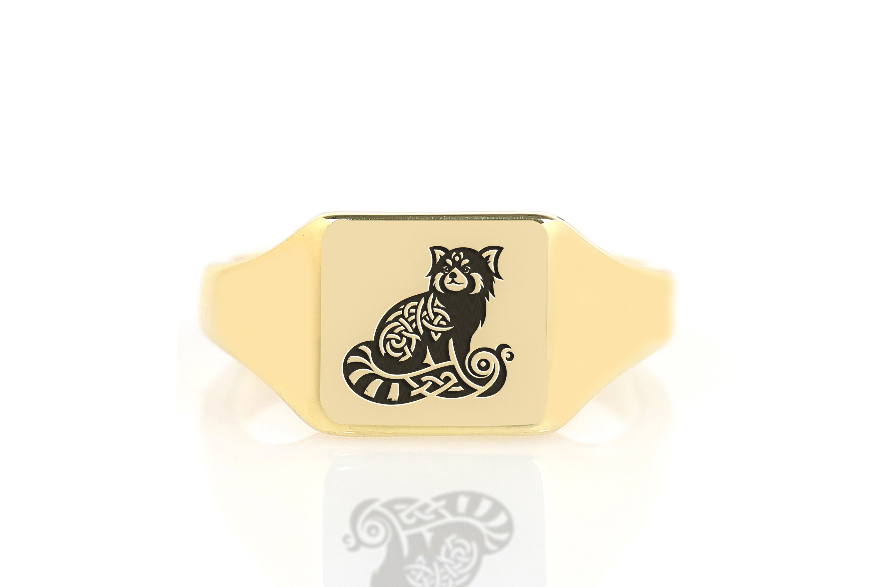 Red Panda Gold Signet Ring