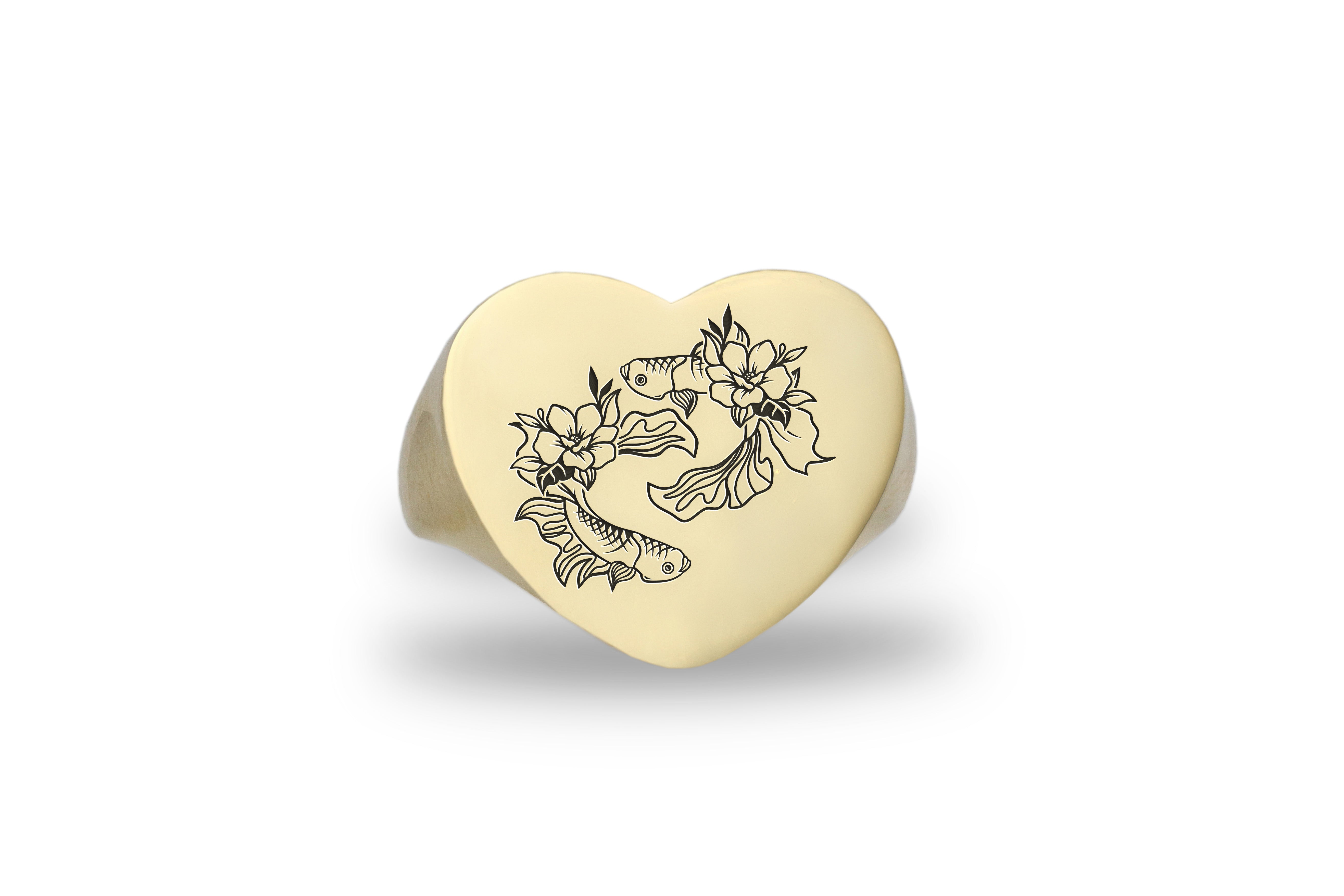Koi Fish Heart Shaped Ring