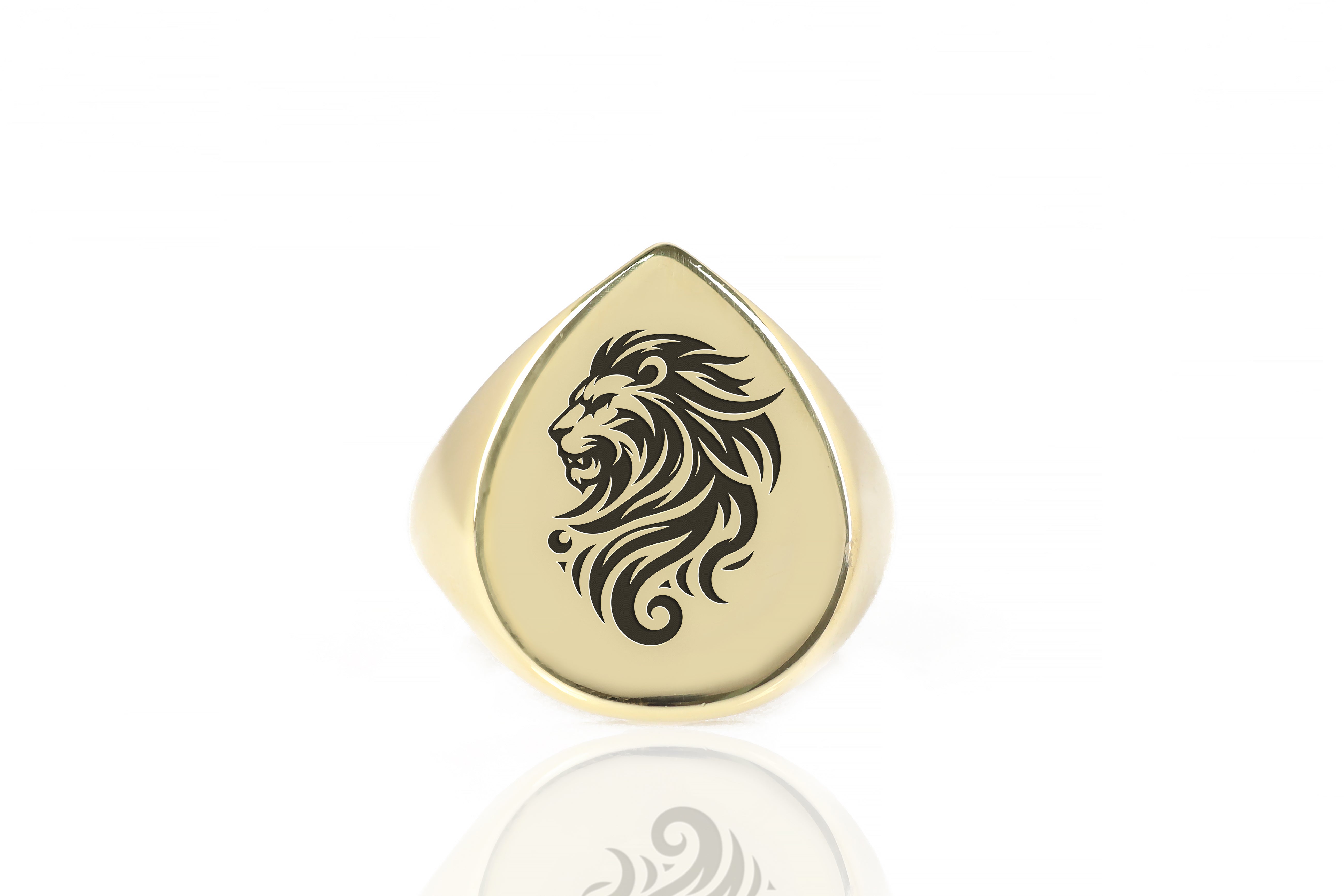 24k Gold Lion Signet Ring