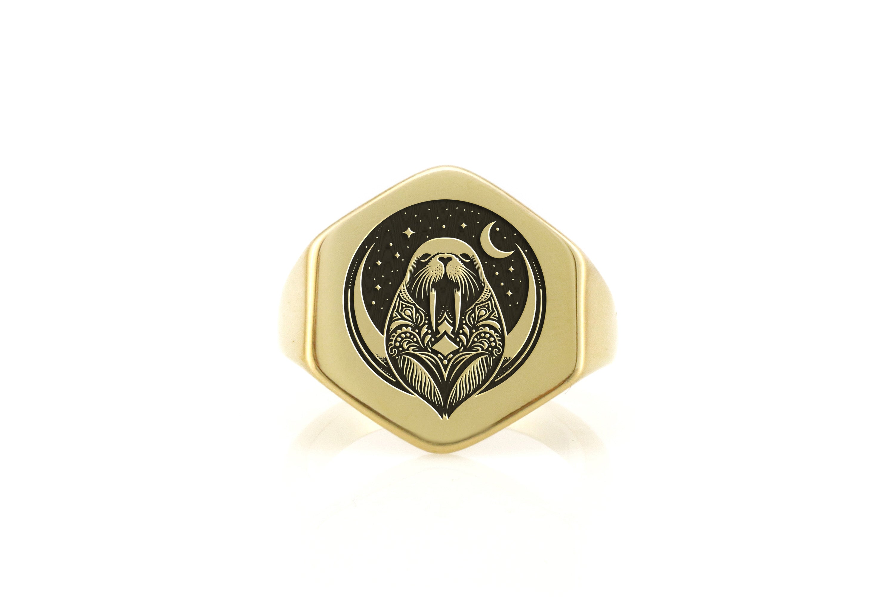 Engraved Seal Gold Ring