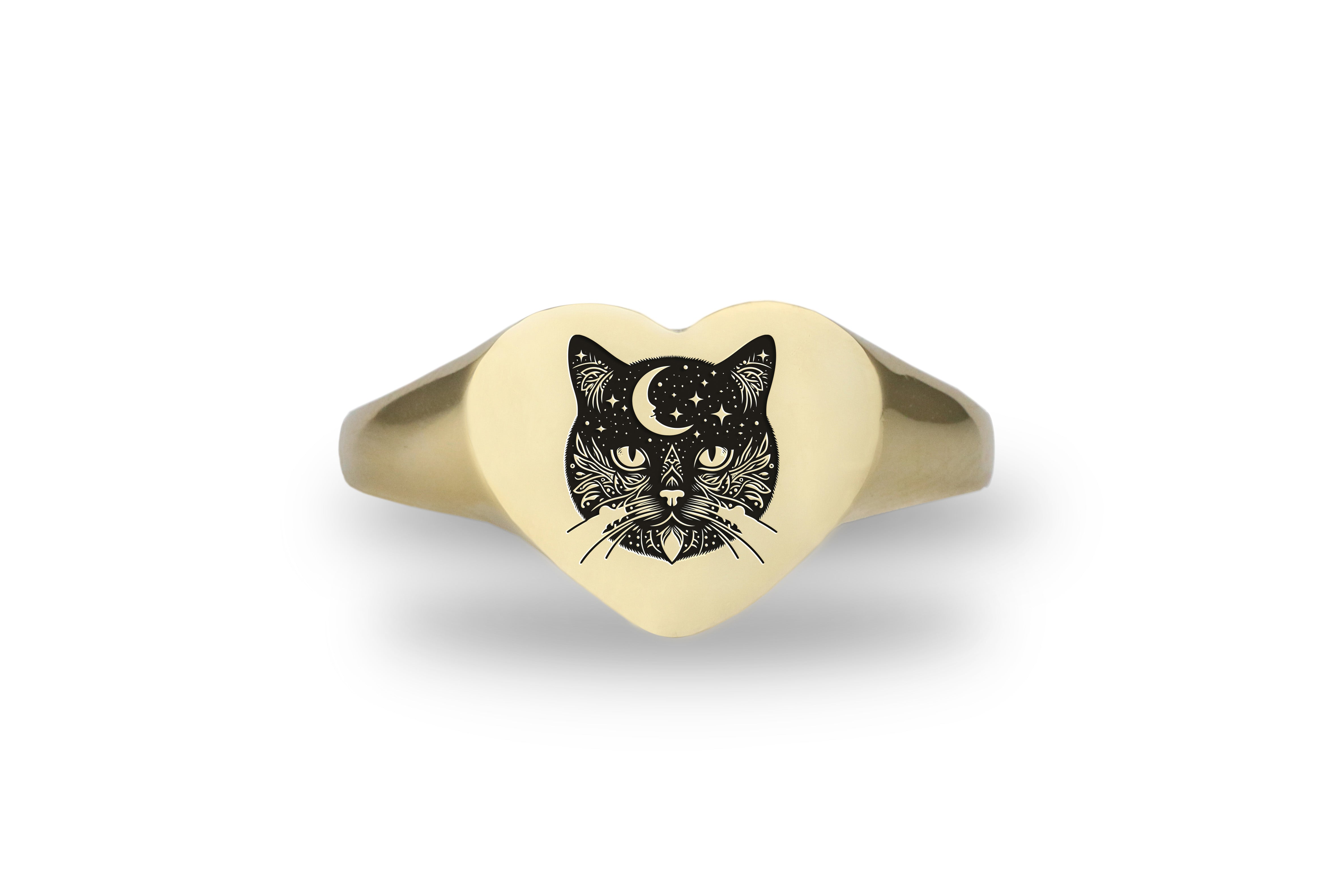 Engraved British Cat Ring