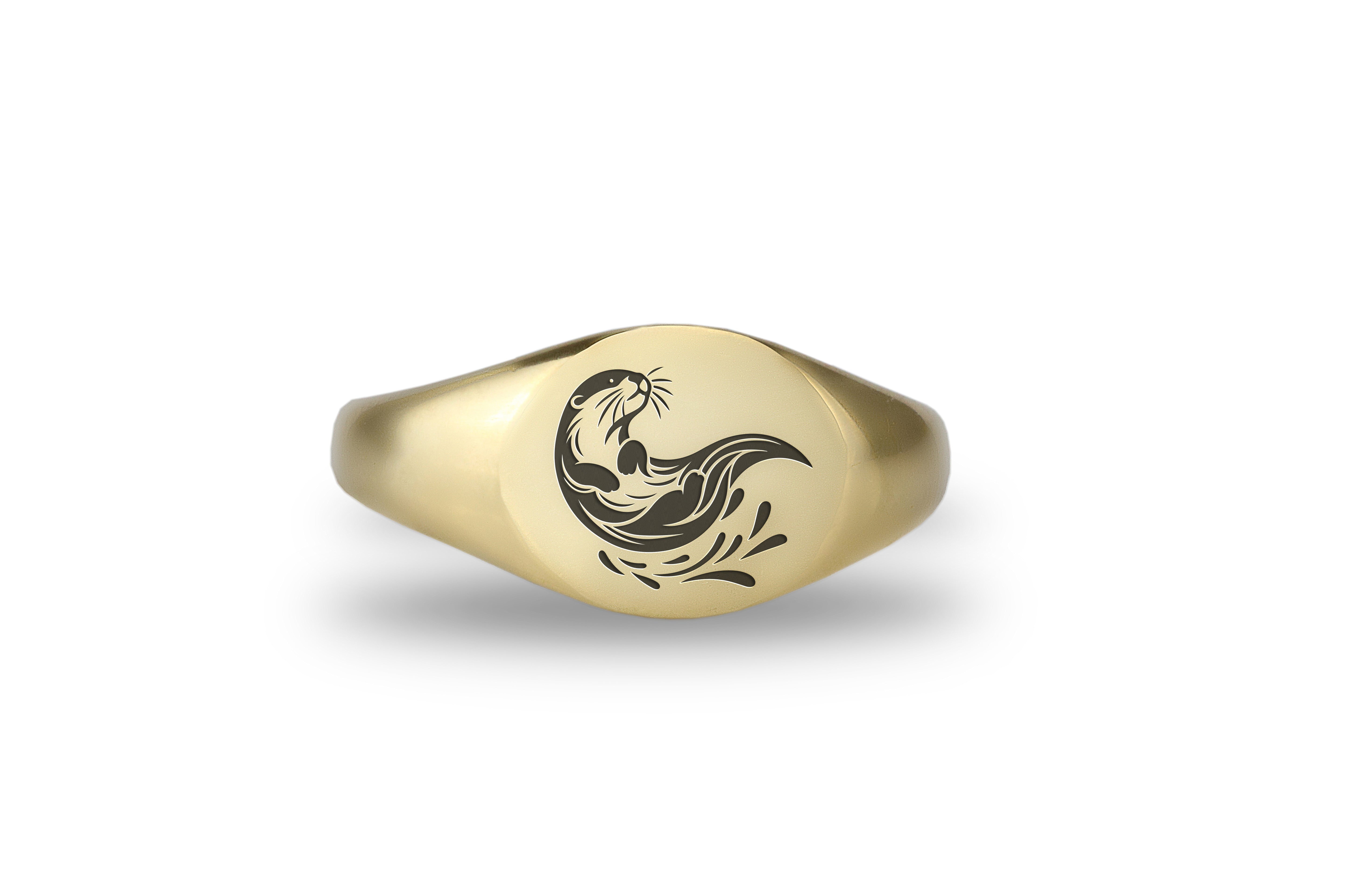 Engraved Otter Signet Ring