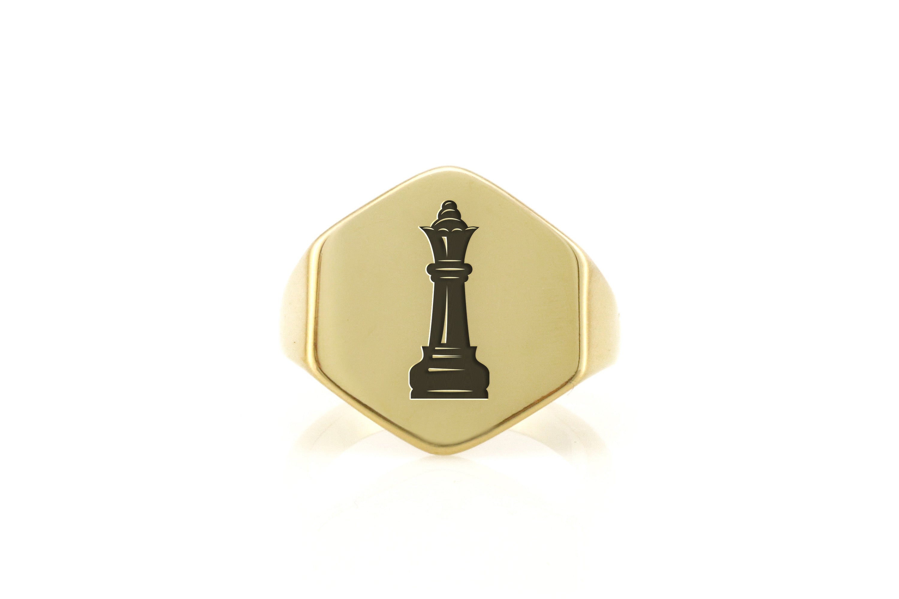 14k Gold Chess Queen Signet Ring