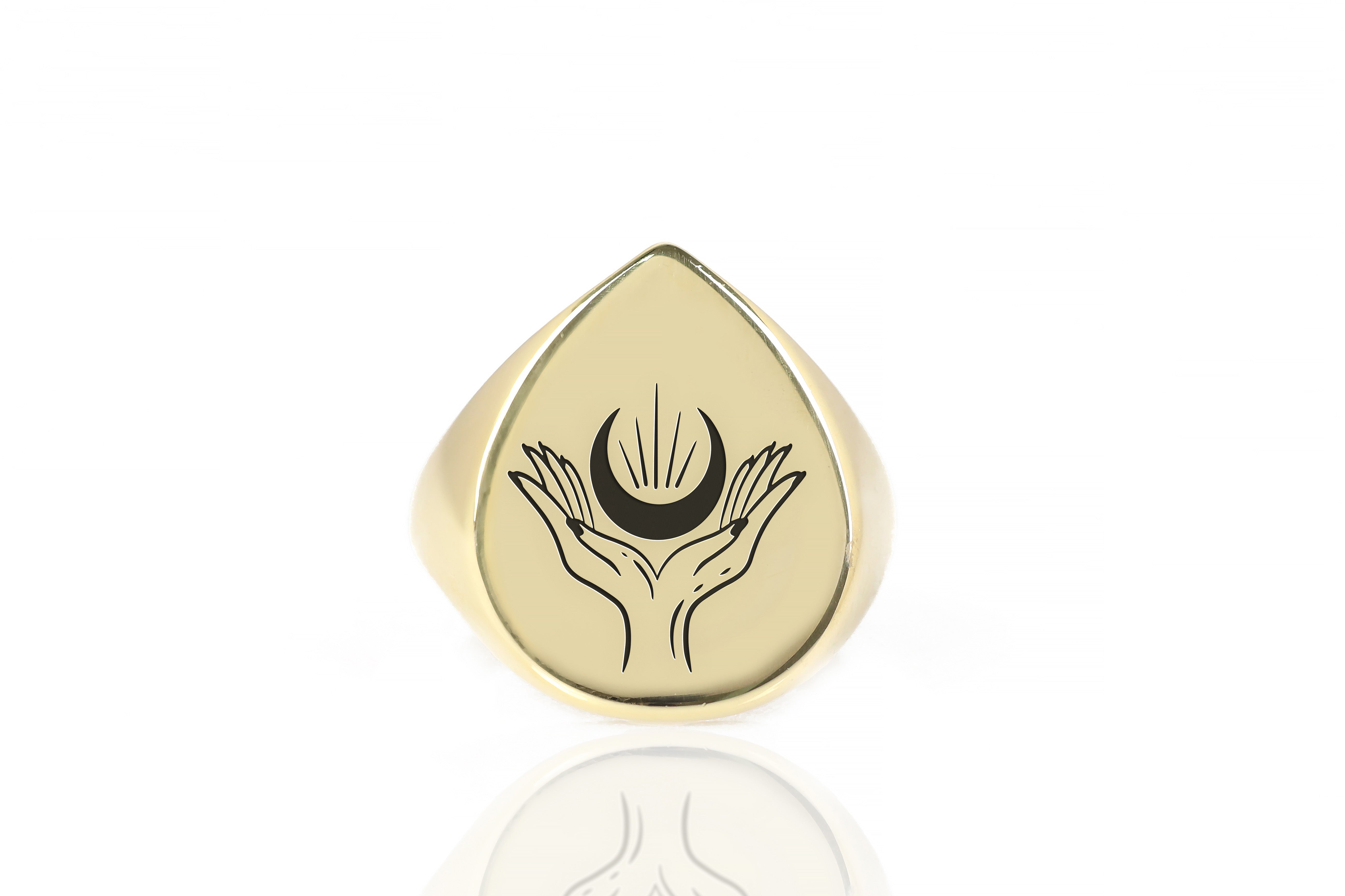 Gothic Moon Engraved Ring