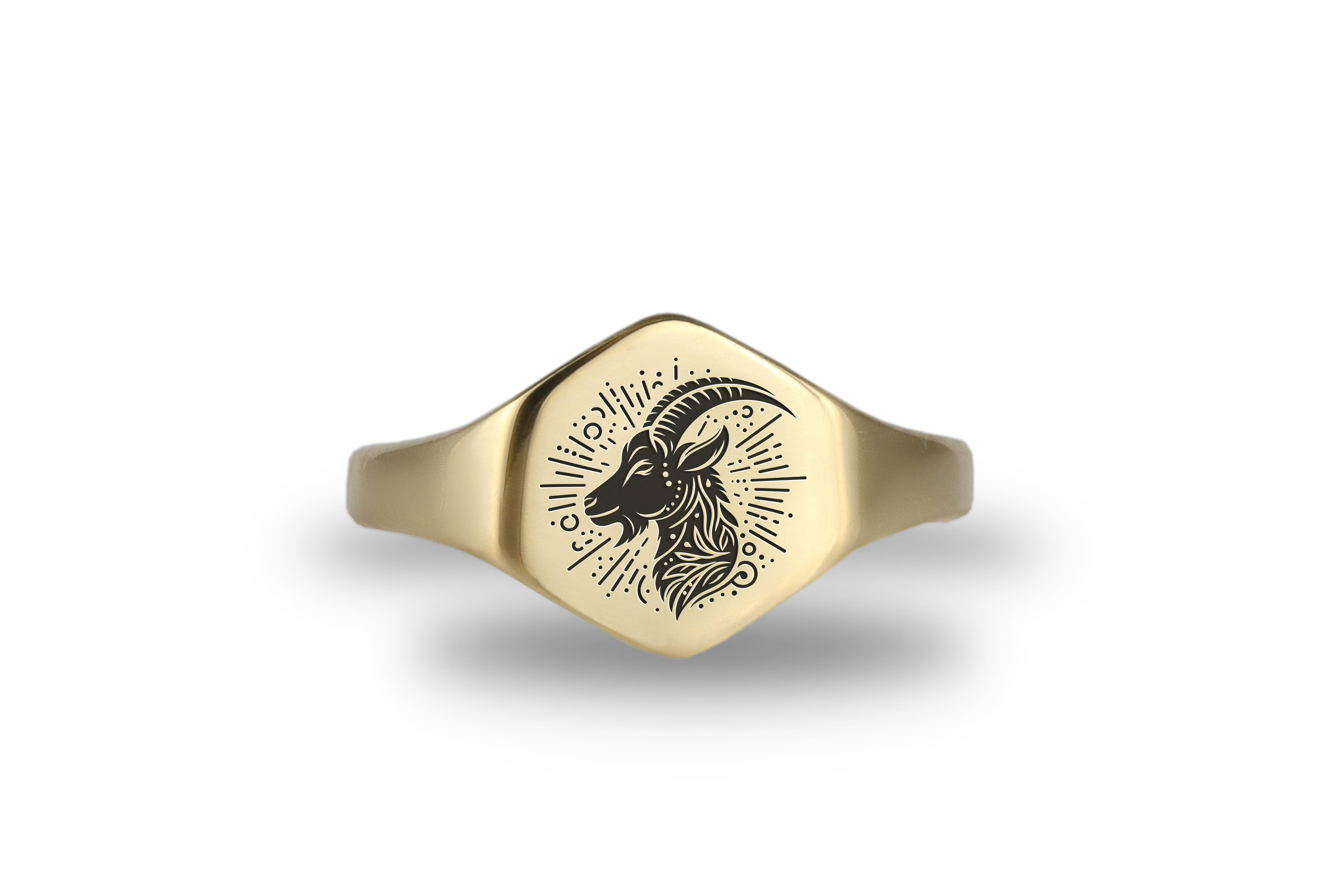 14k Gold Goat Signet Ring