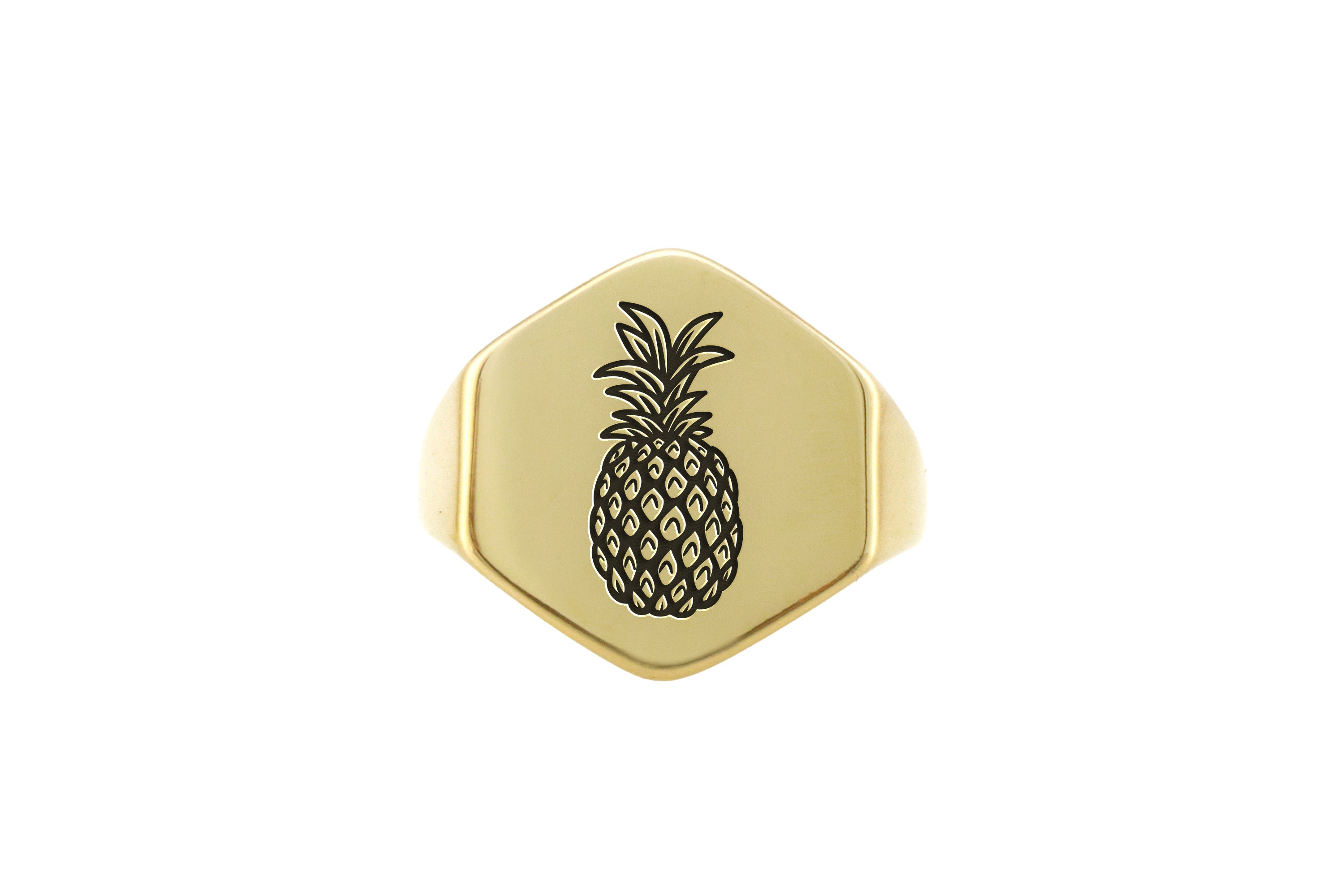 14k Gold Pineapple Signet Ring