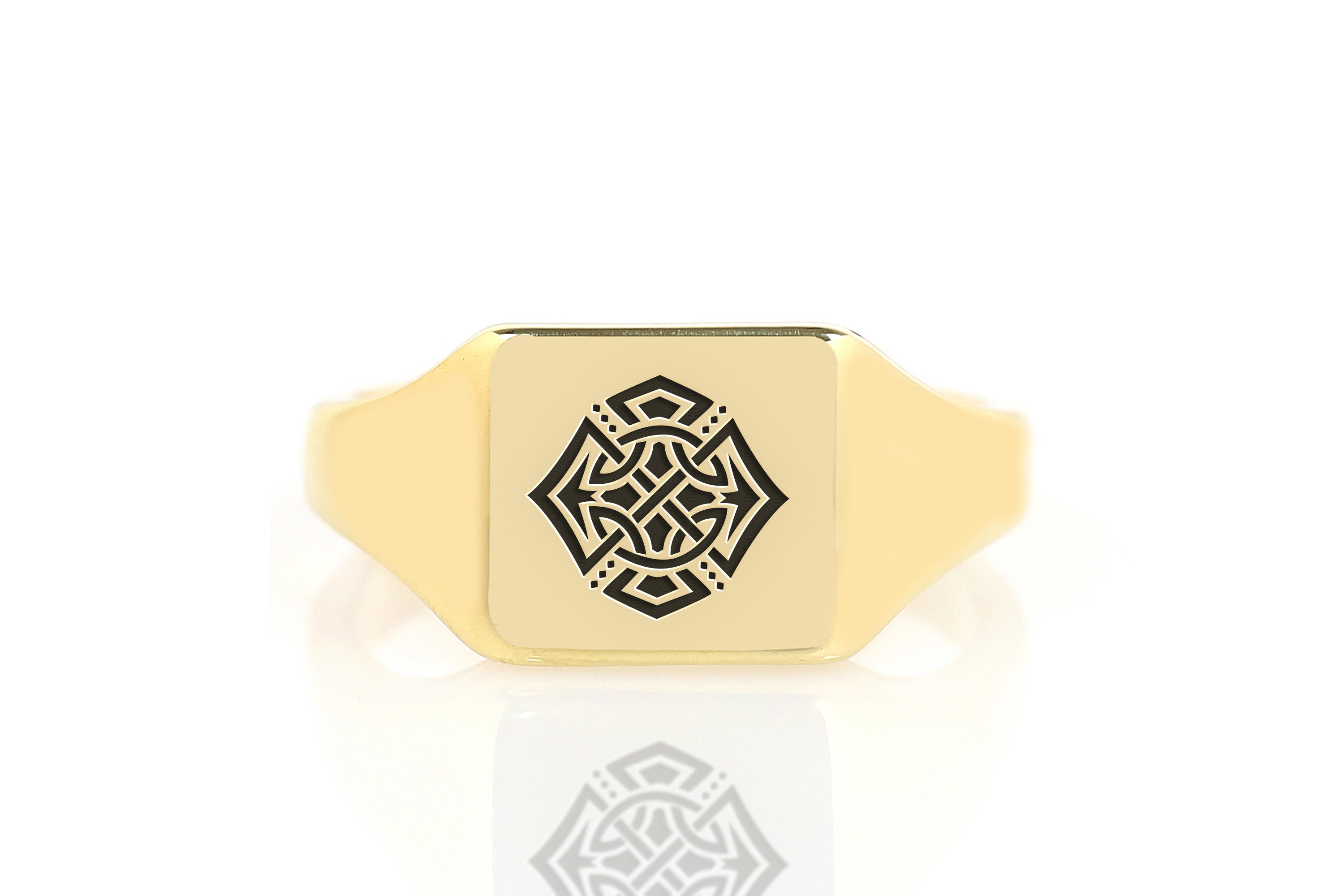 14k Gold Cross Signet Ring
