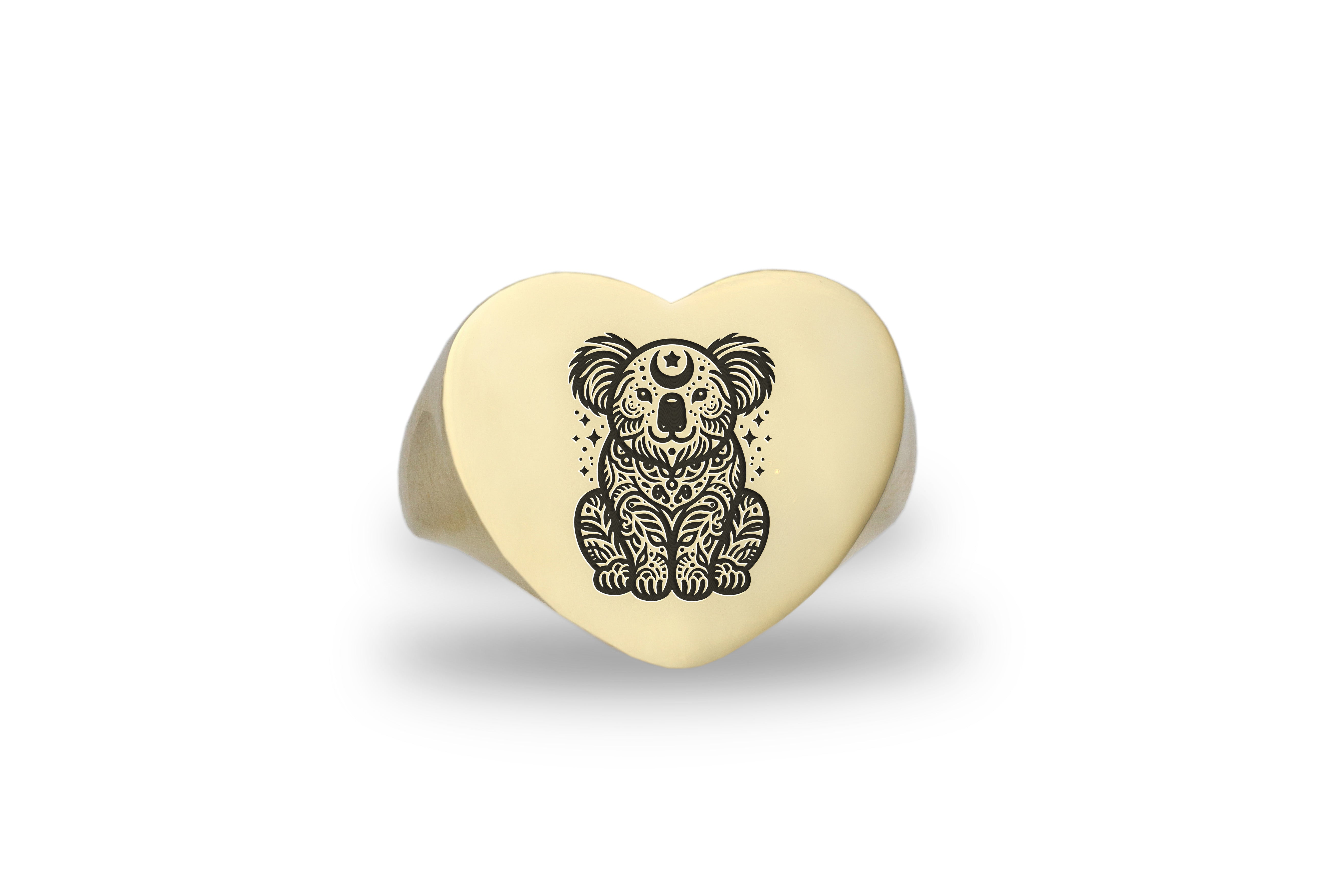Engraved Koala Gold Ring