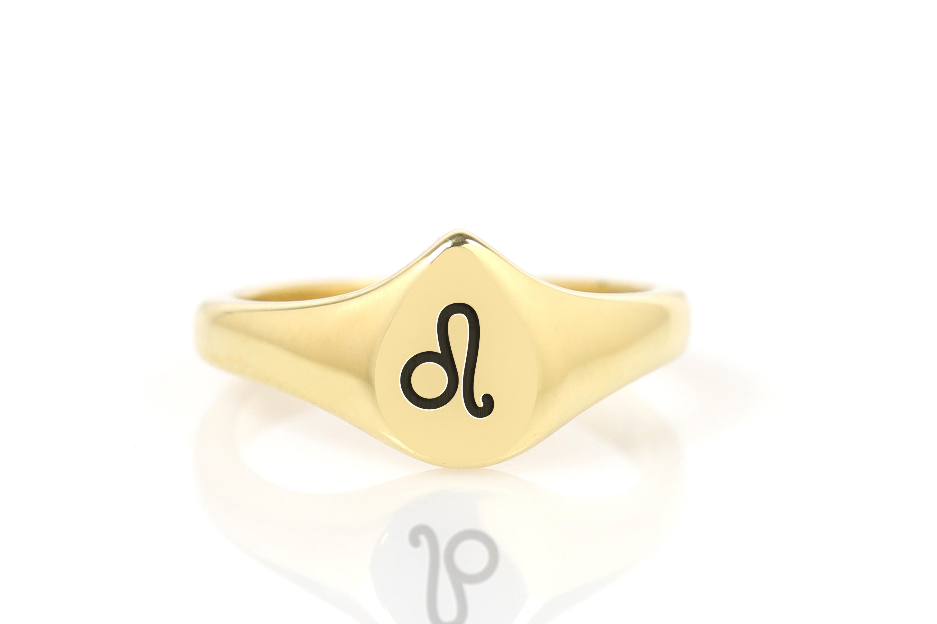 14k Gold Leo Pear Ring