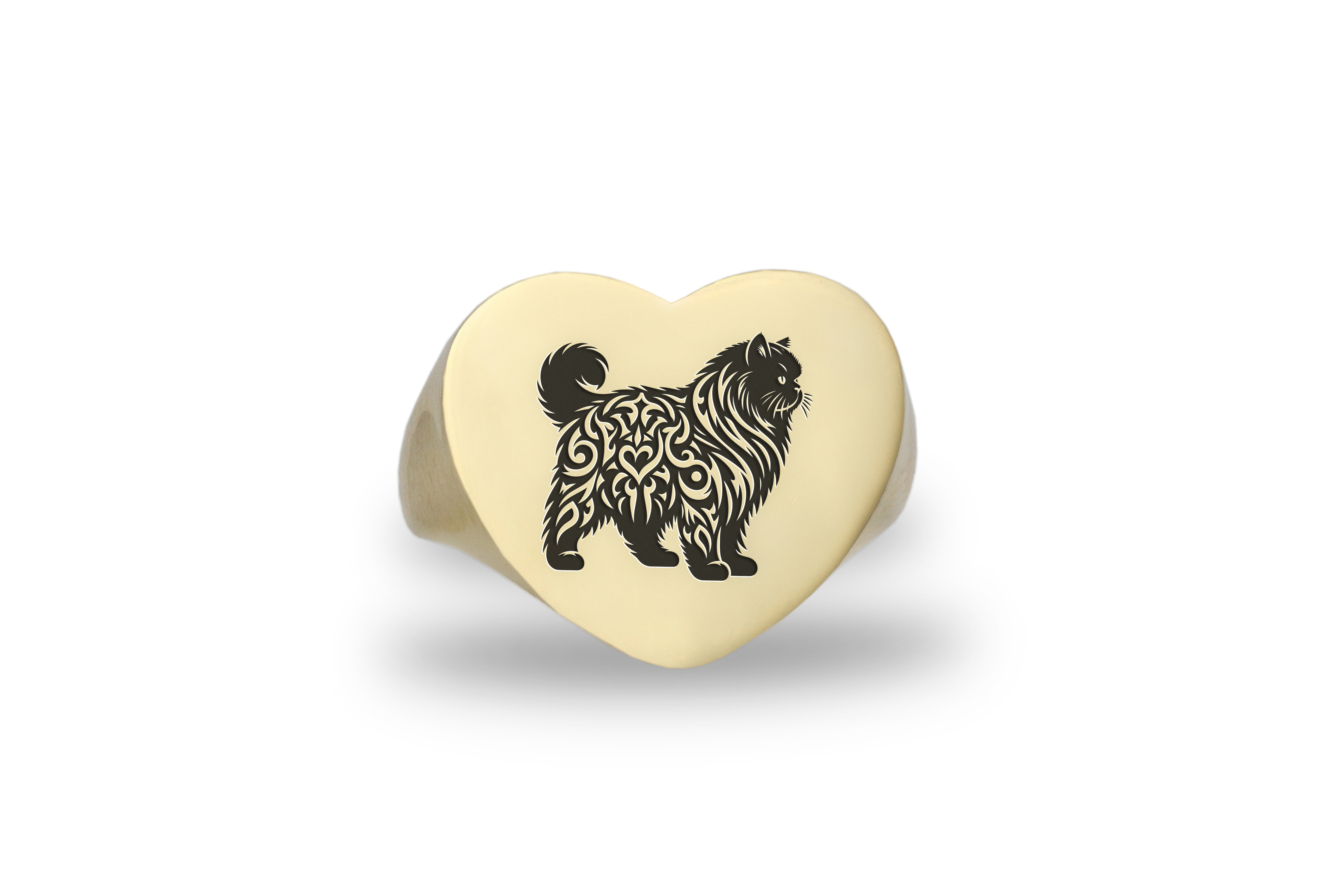 Engraved Persian Cat Ring
