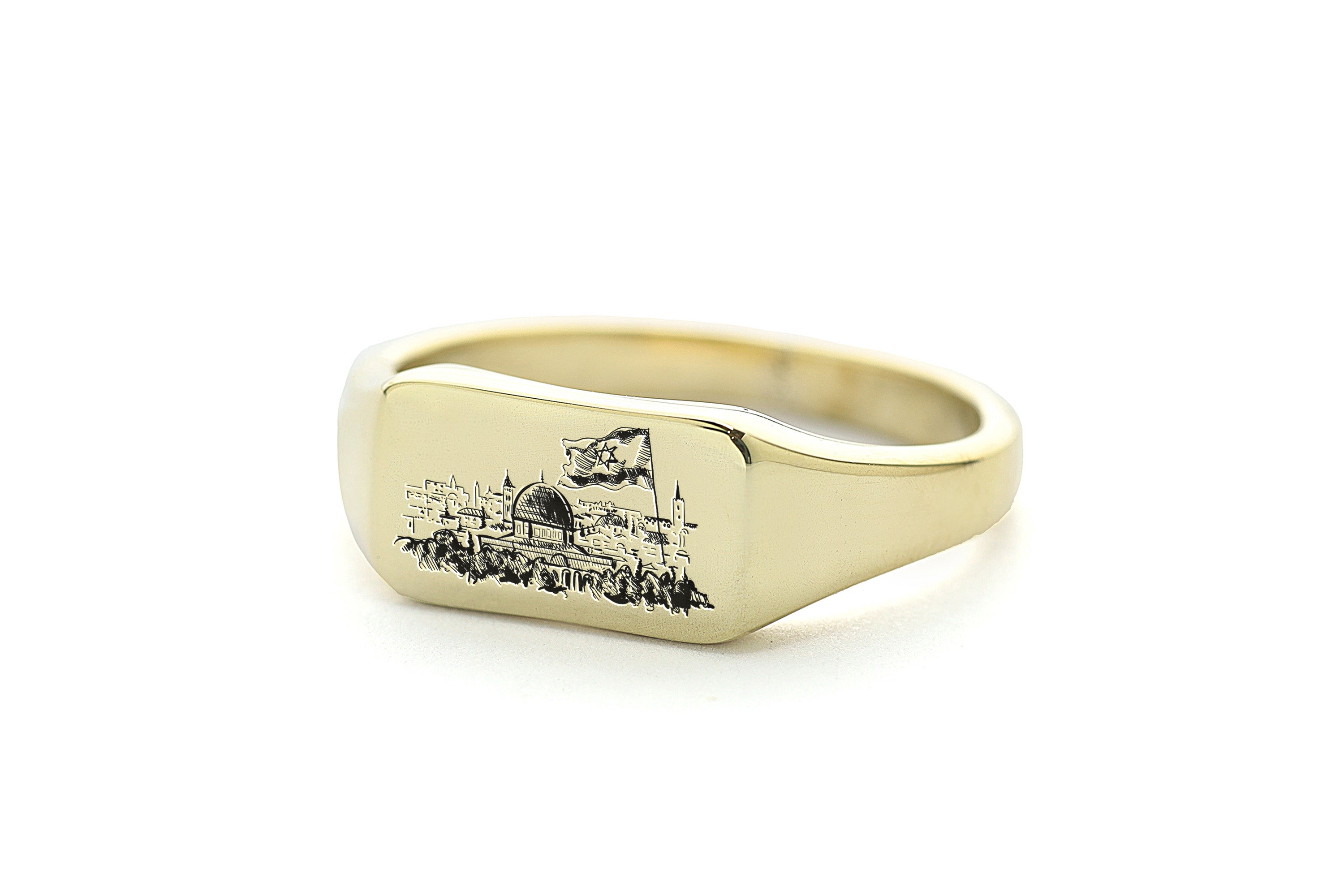Jerusalem Gold Signet Ring