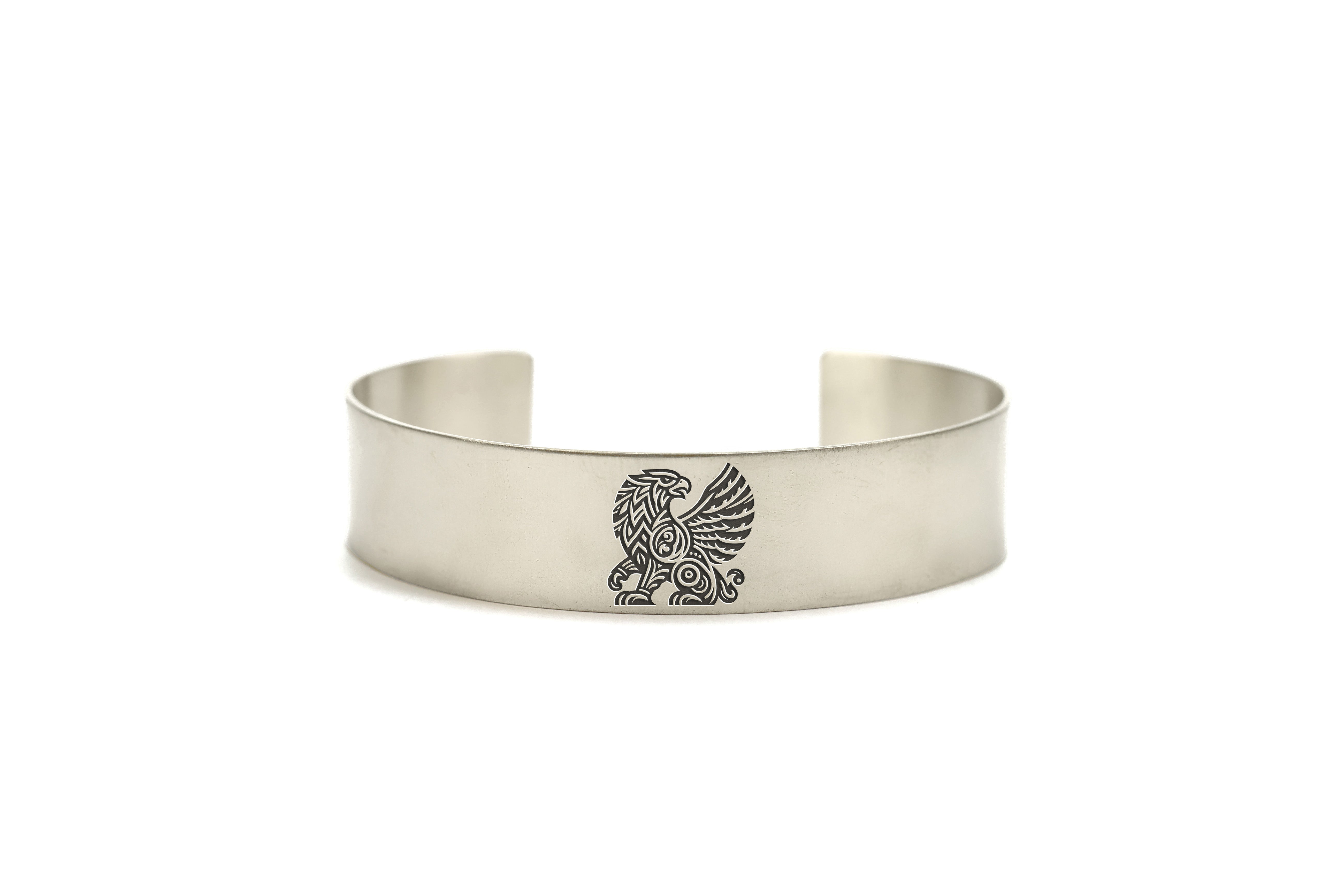 Engraved Griffin Silver Bracelet