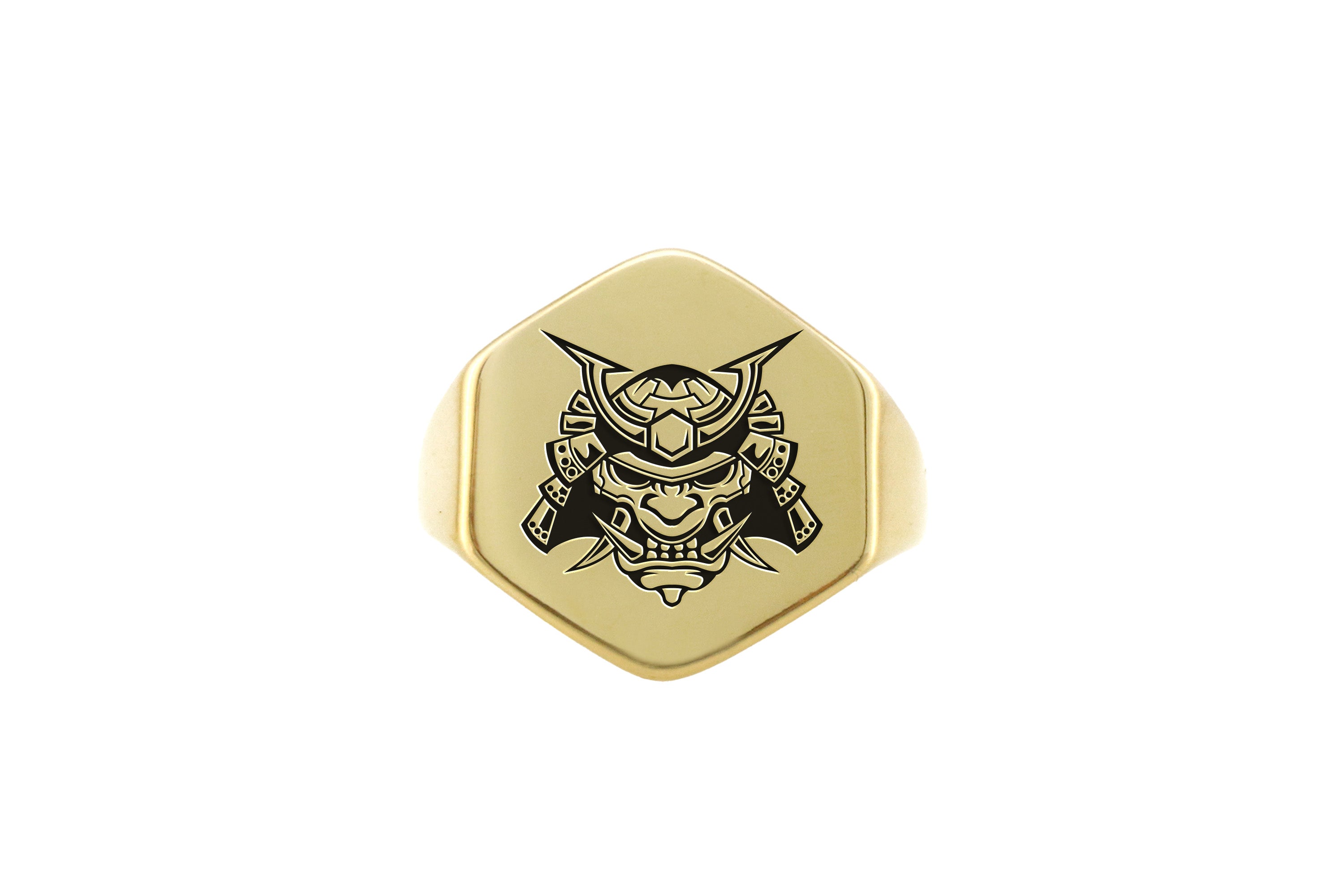 Gold Samurai Mask Signet Ring