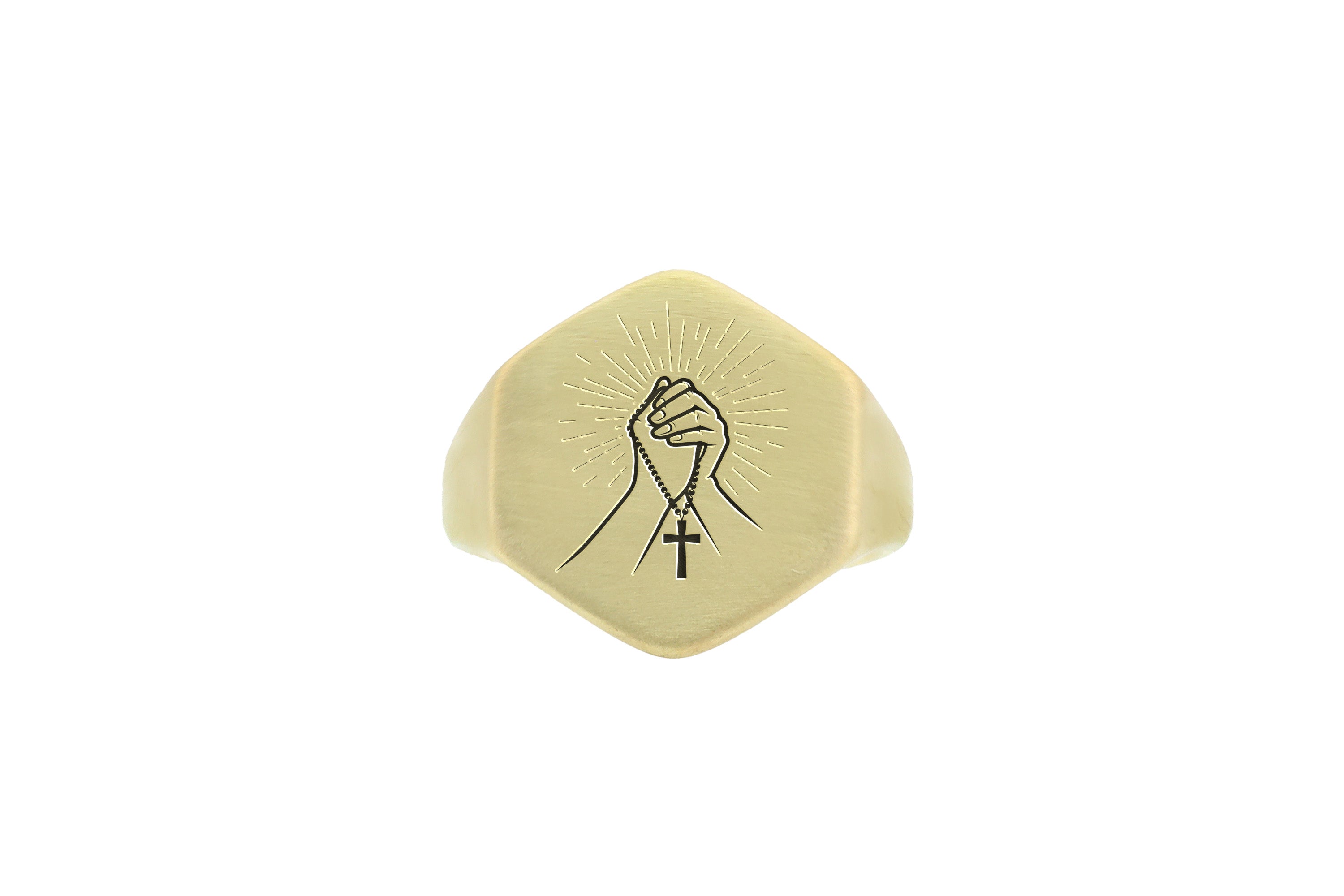 Praying Gold Signet Ring