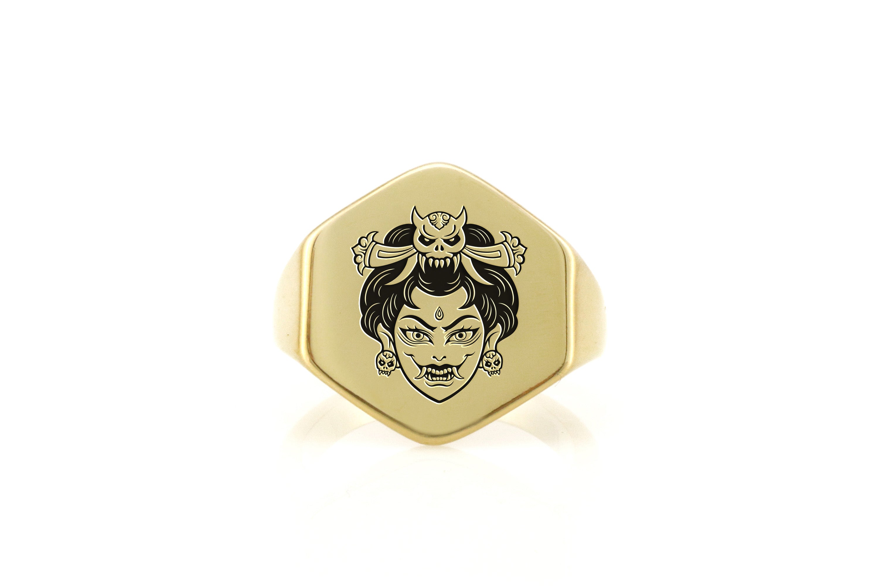 Engraved Geisha Signet Ring
