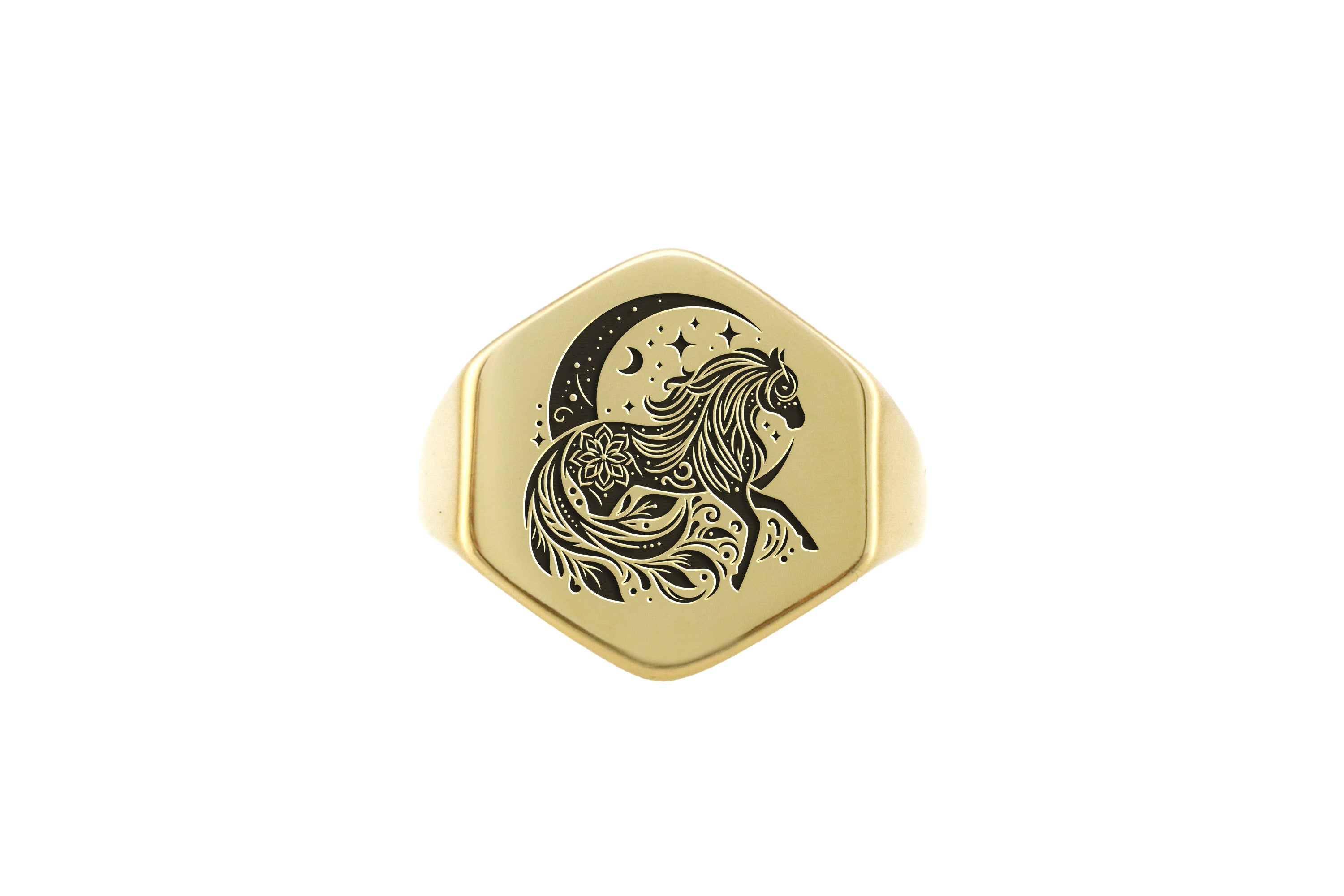 Engraved Horse Signet Ring
