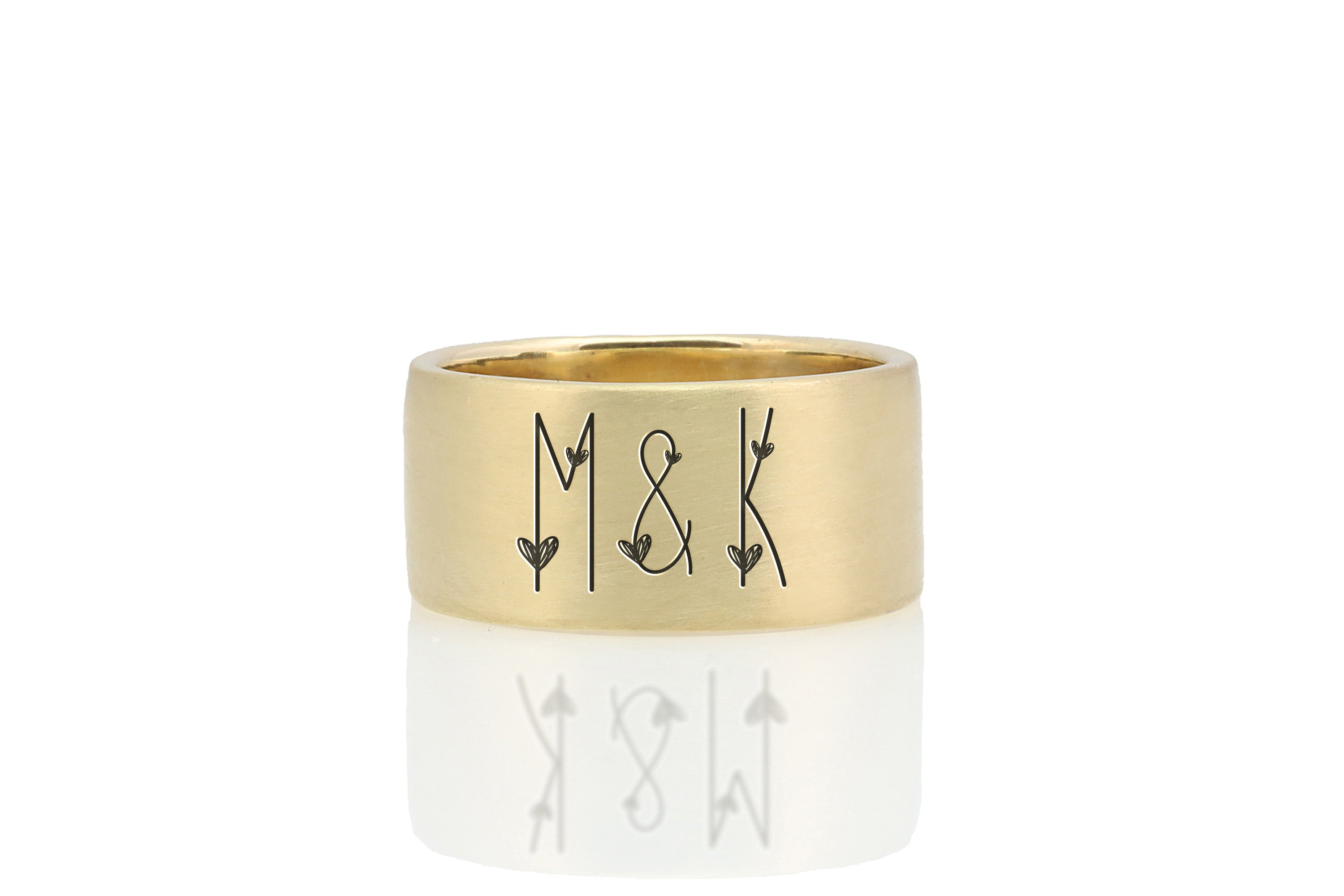 Heart Letters Wide Band Ring