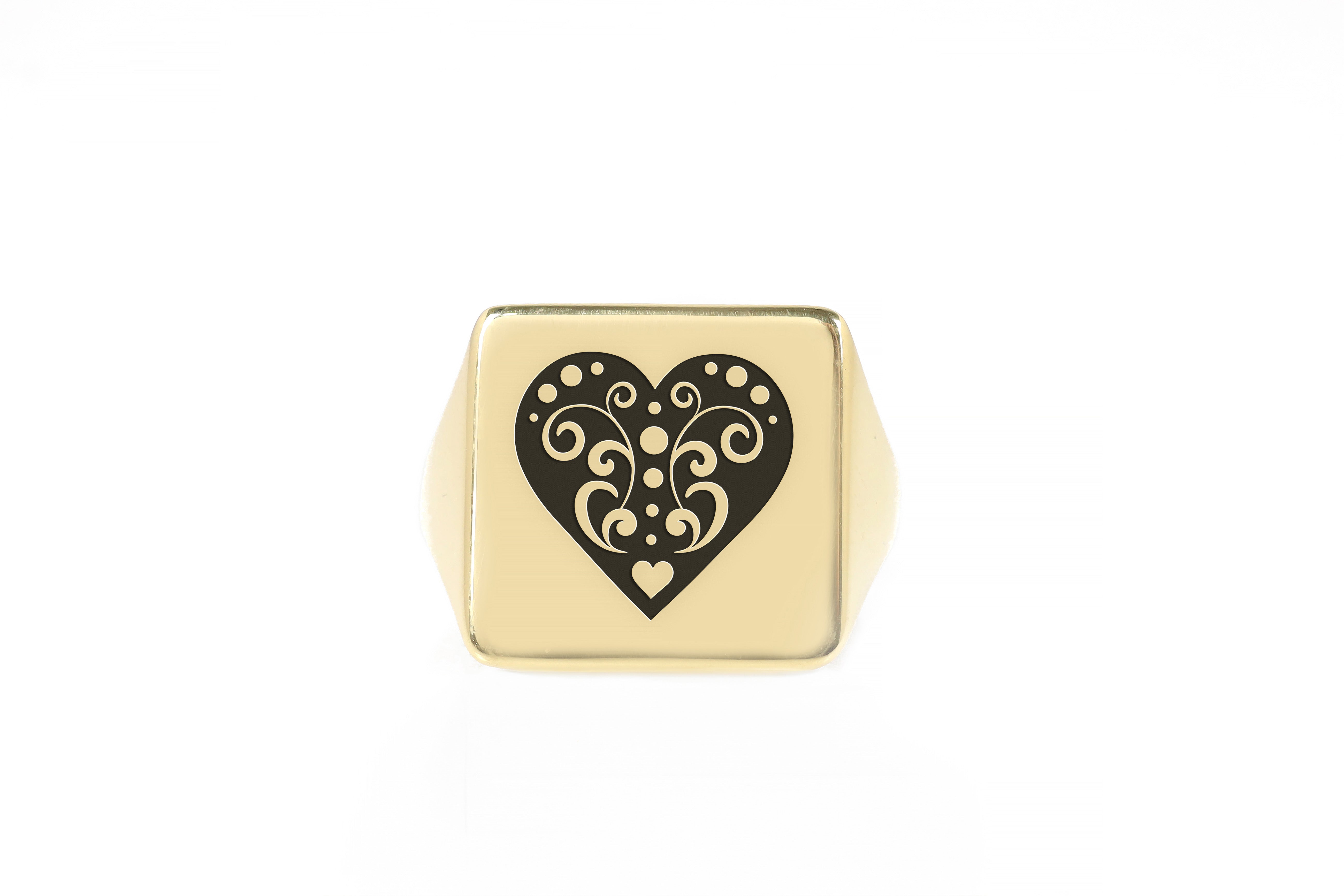 14k Gold Poker Heart Ring