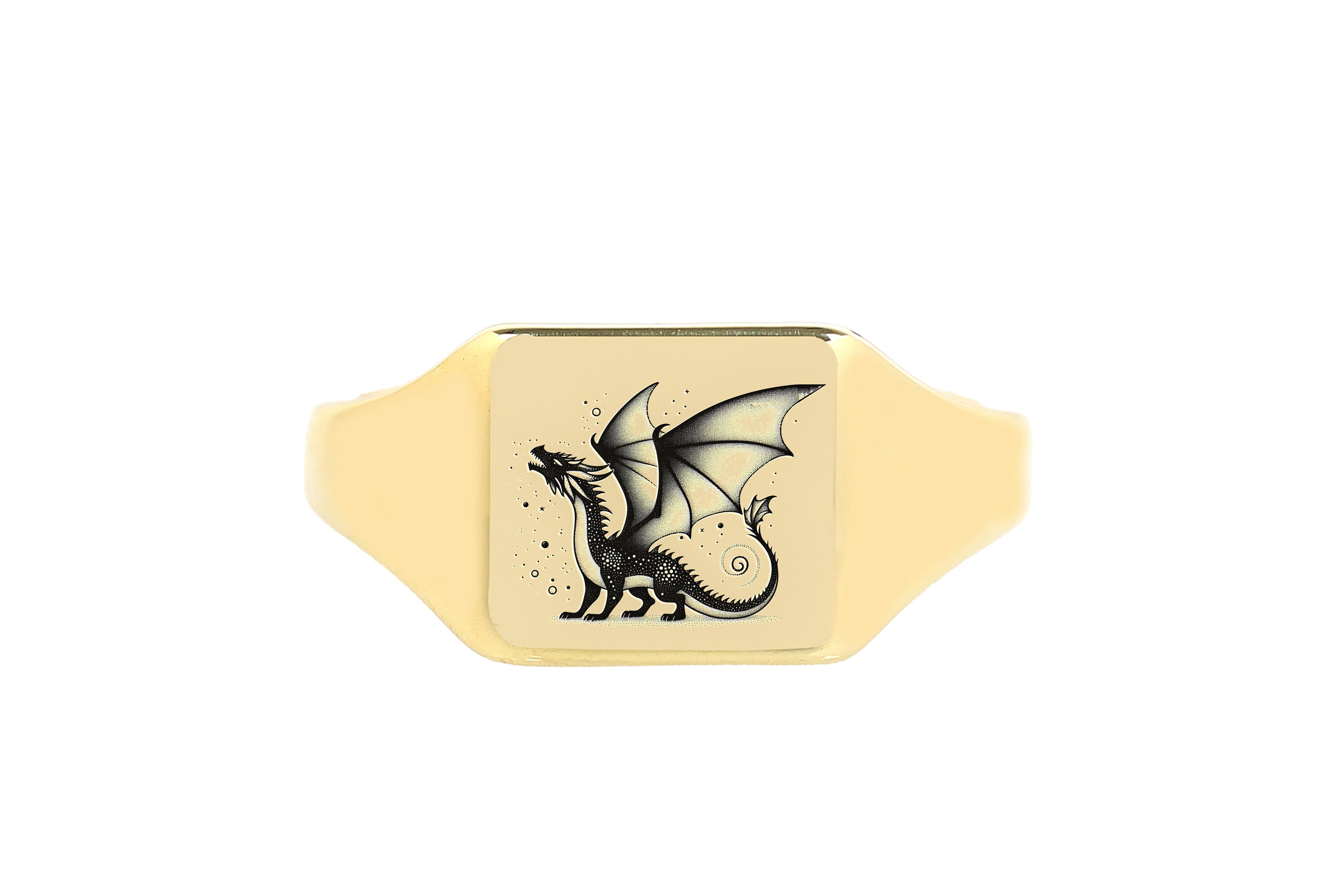 14k Gold Dragon Signet Ring