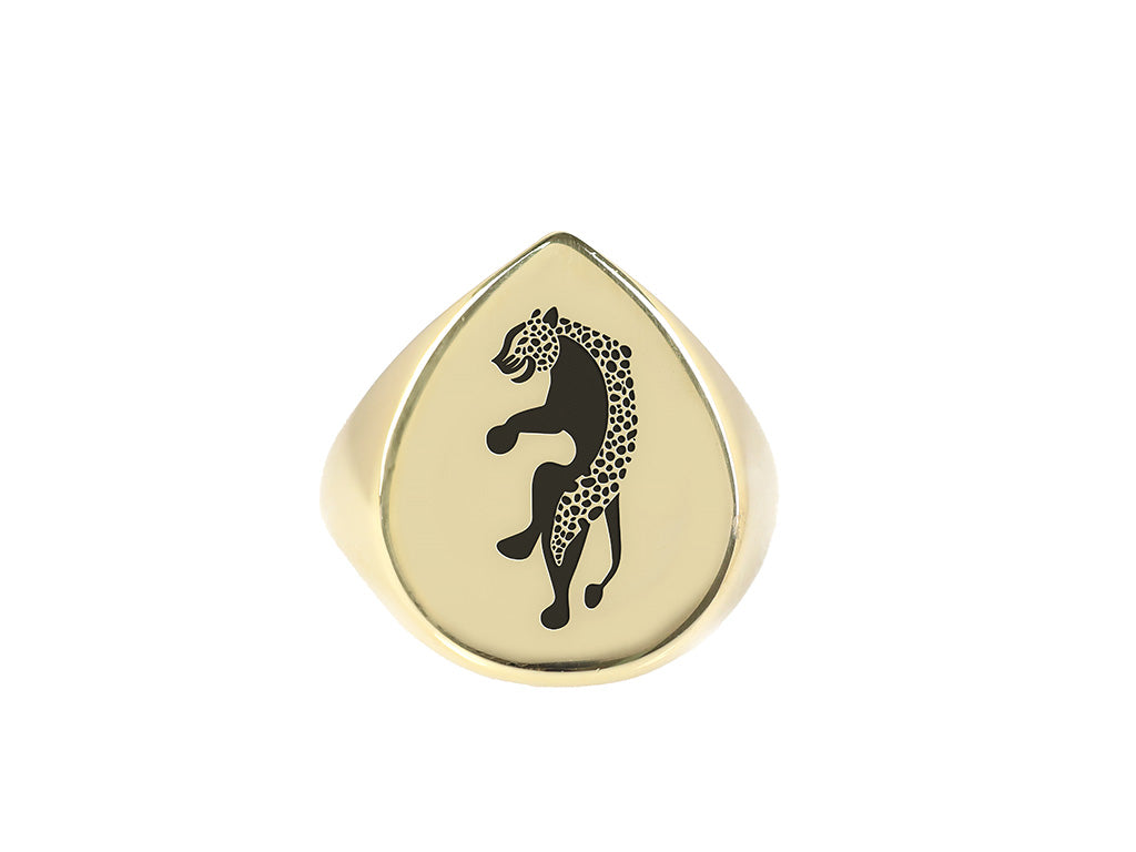 14k Gold Jaguar Signet Ring