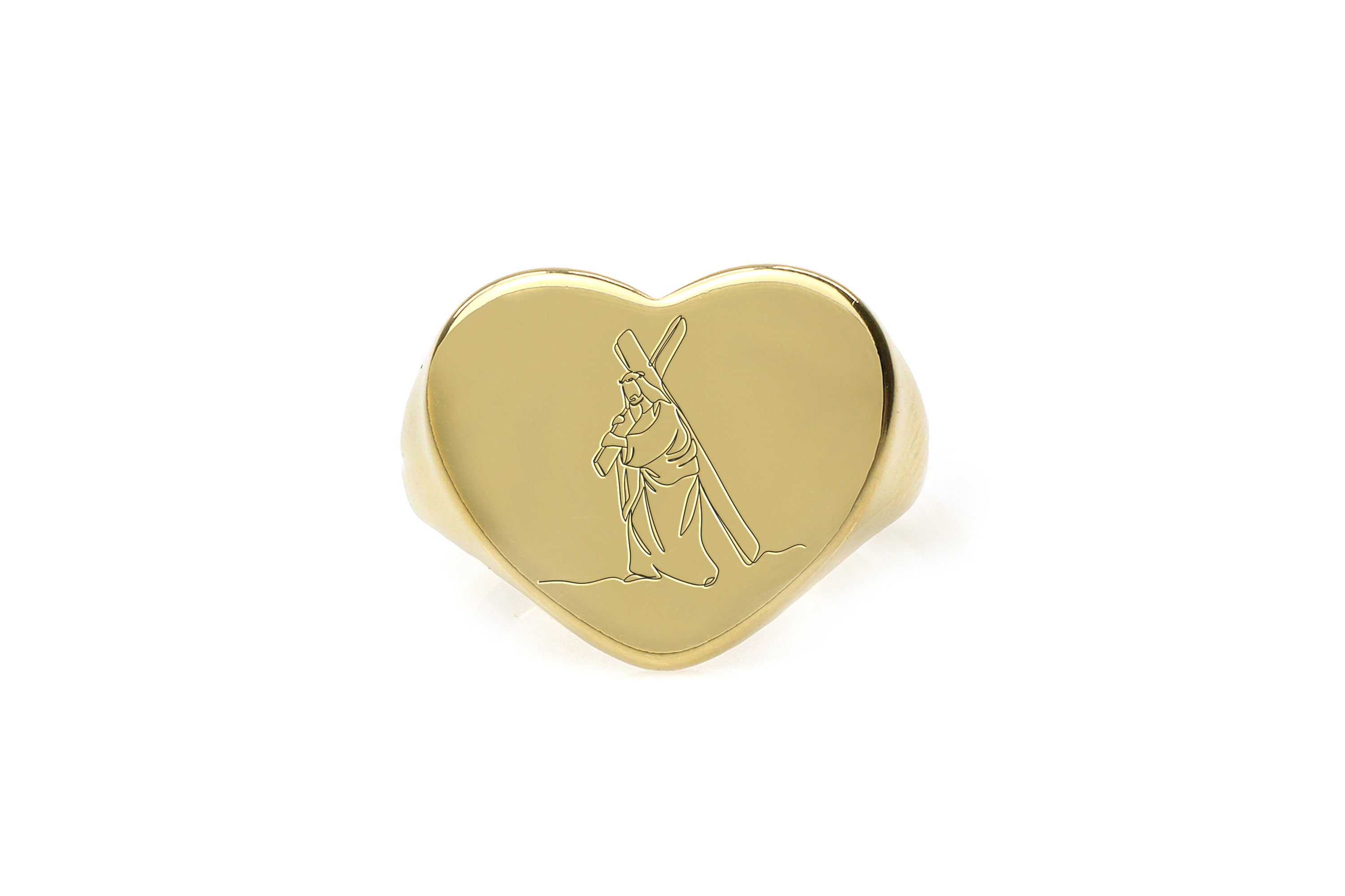 Gold Jesus Signet Ring