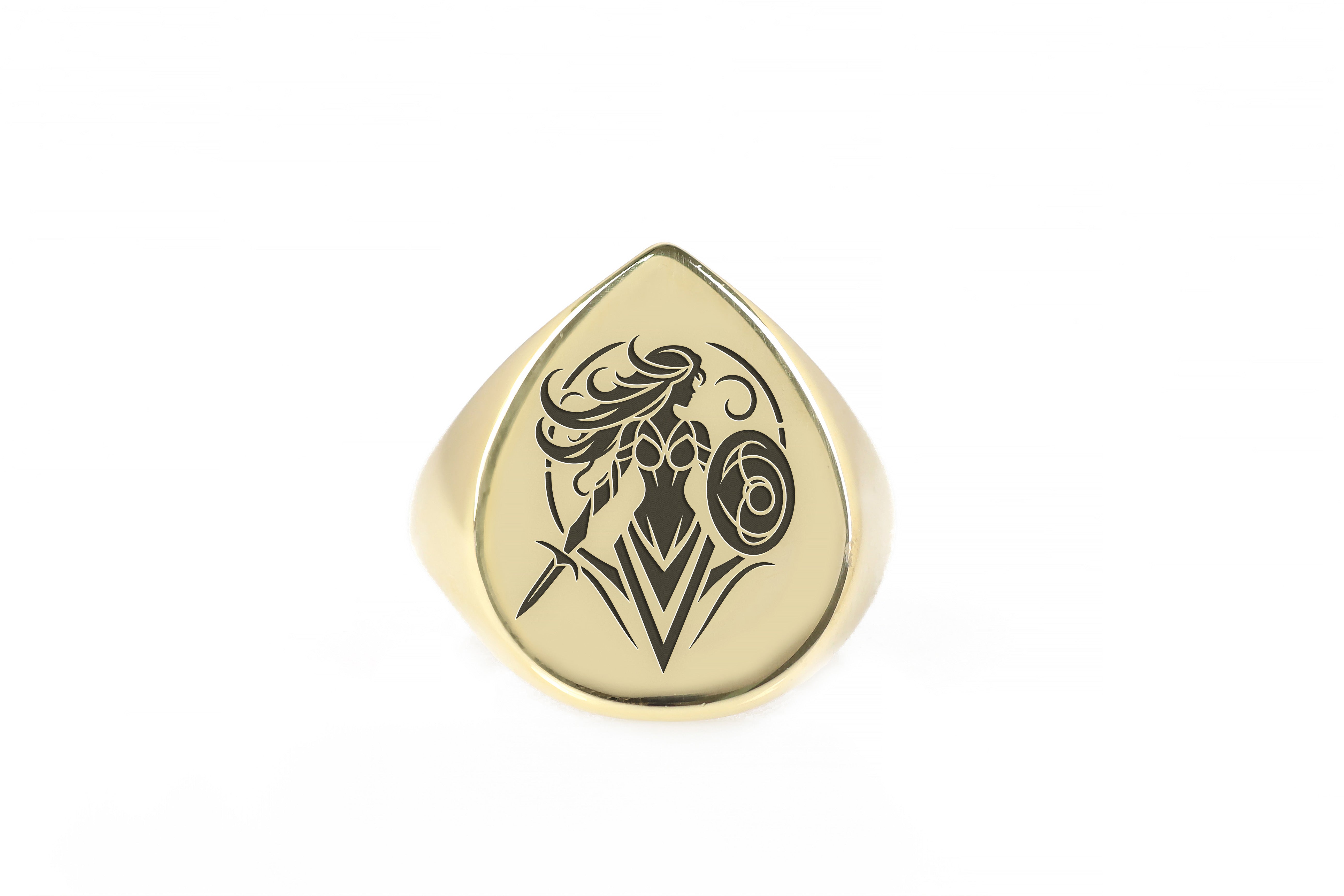 14k Gold Valkyrie Signet Ring