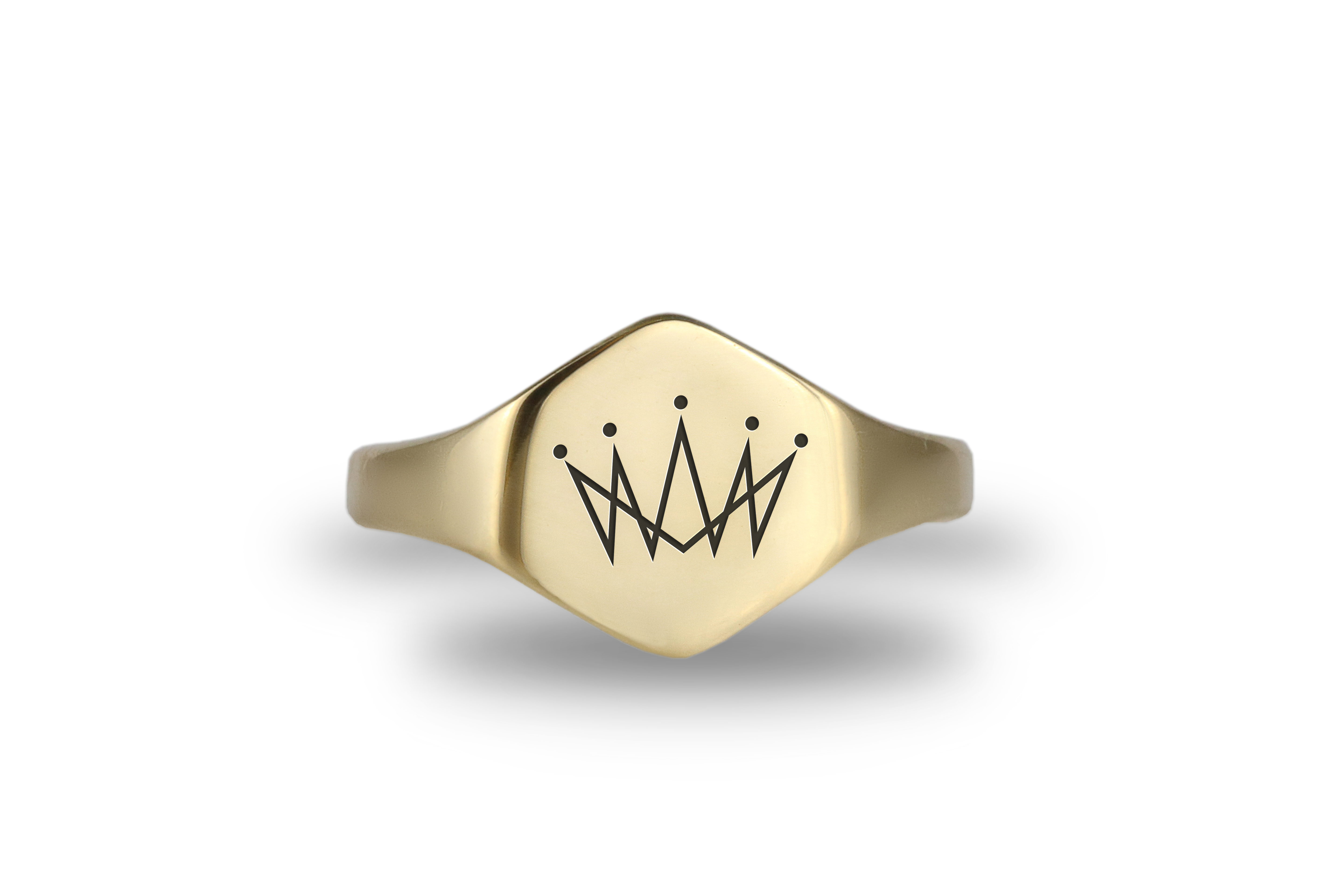 14k Gold Crown Signet Ring