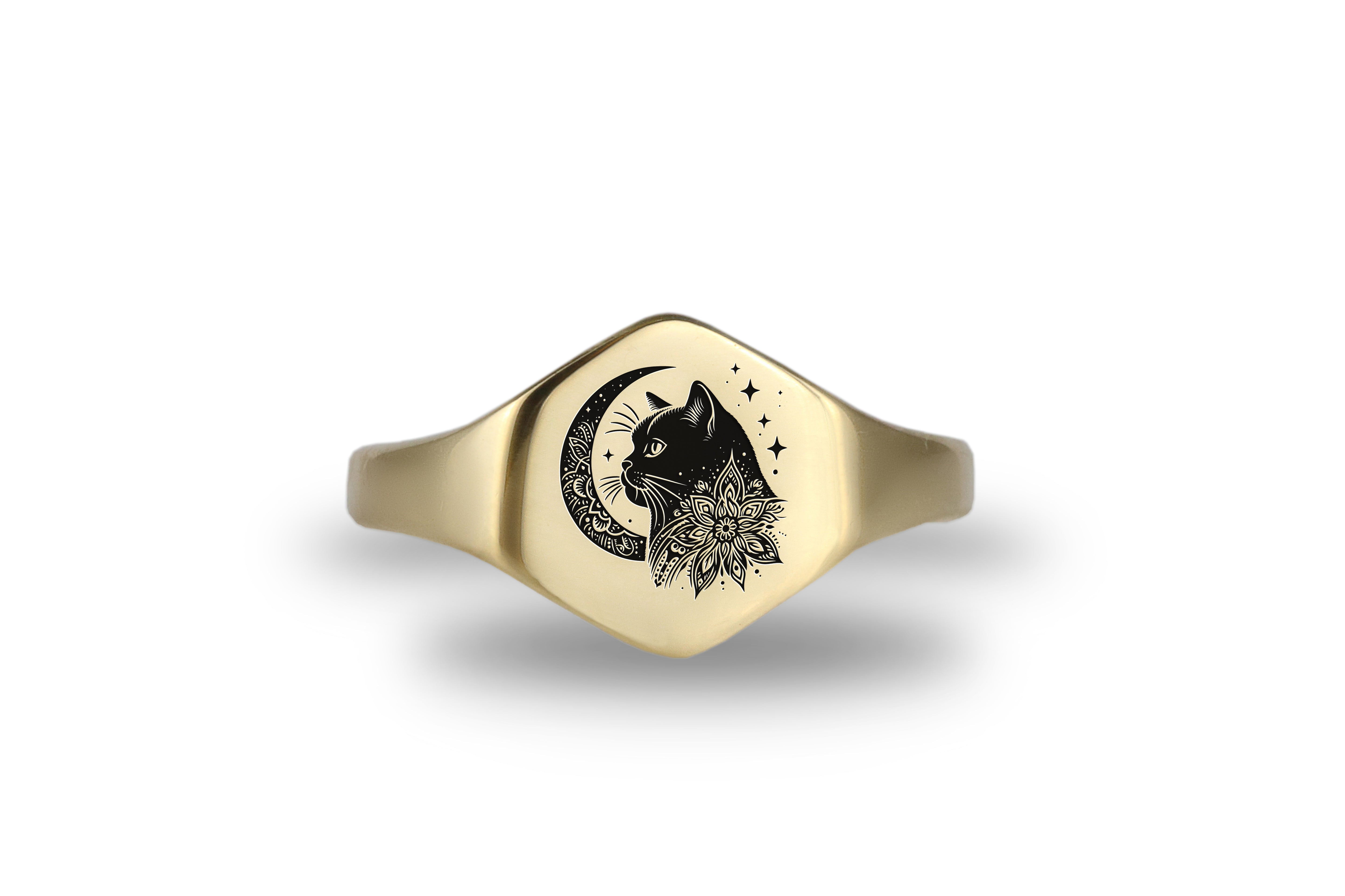 14k Gold British Cat Ring