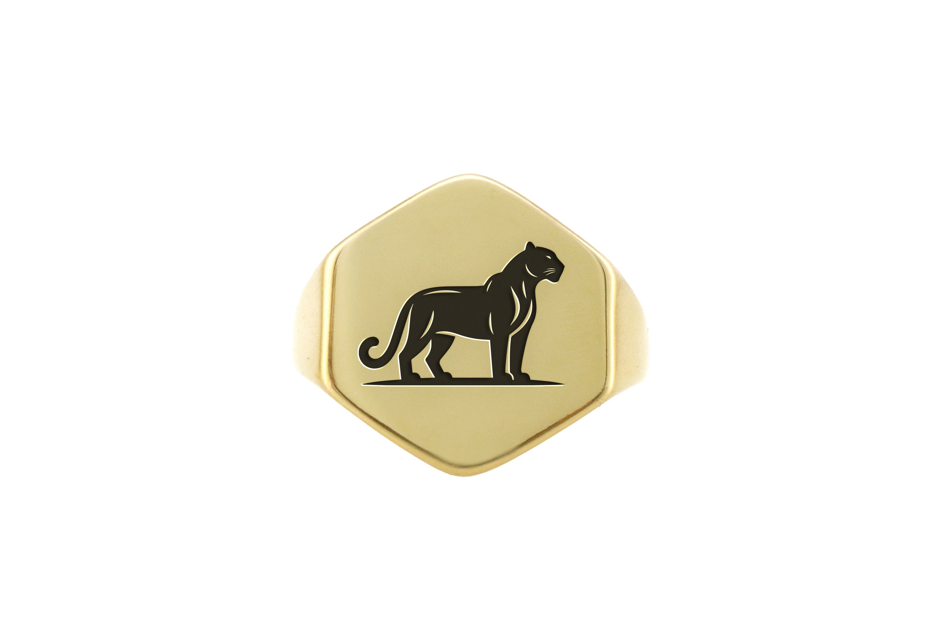Engraved Cougar Signet Ring