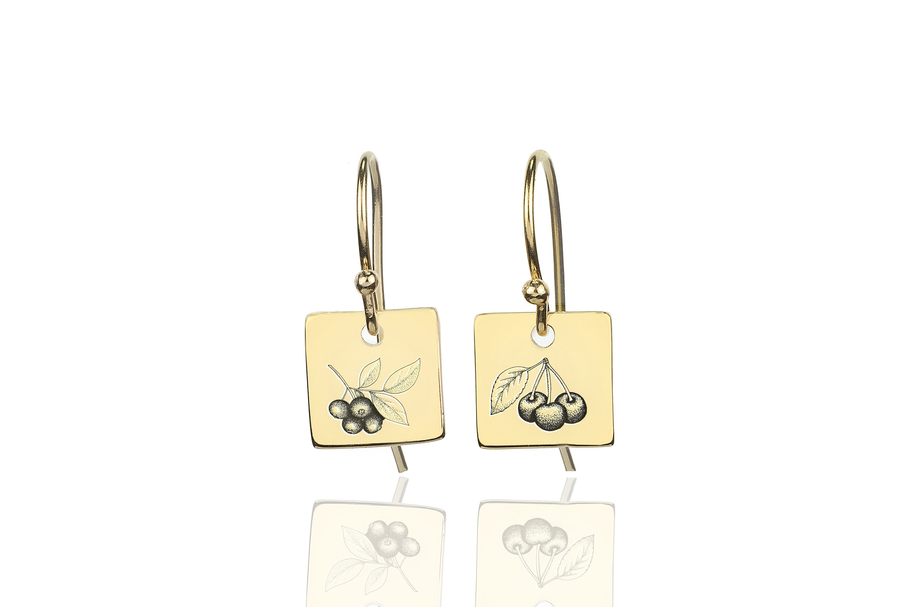 Cherry Engraved Earrings