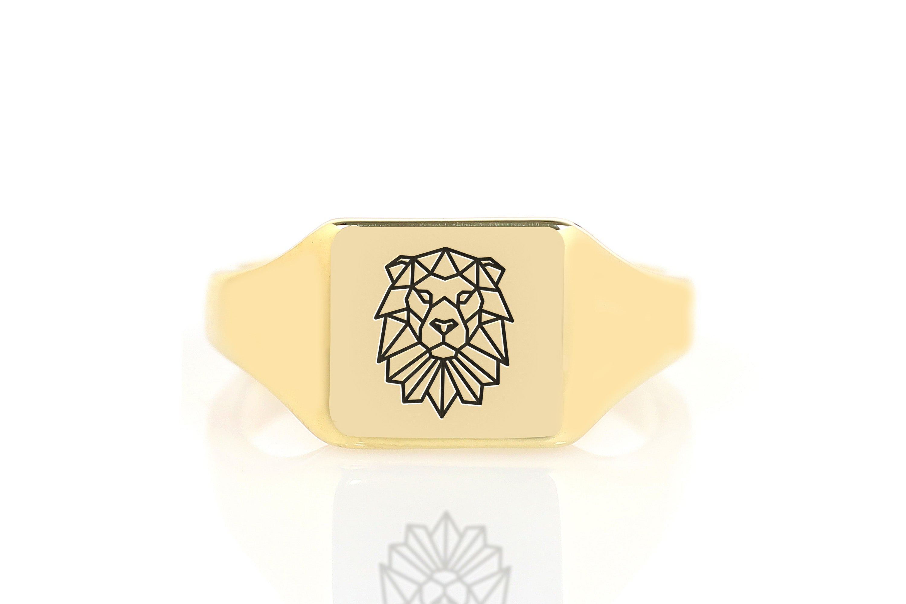 Gold Geometric Lion Ring