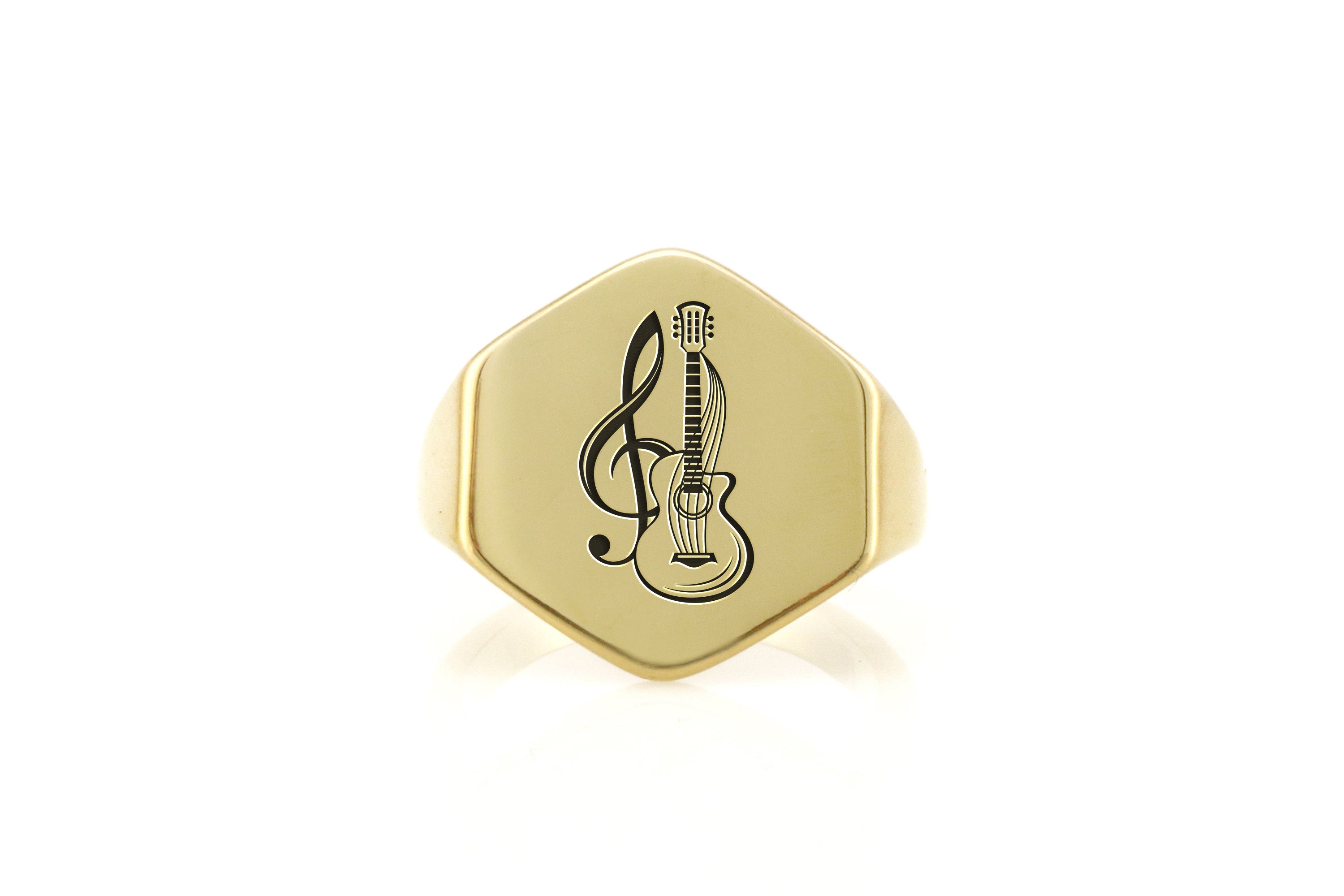 14k Gold Guitar Signet Ring