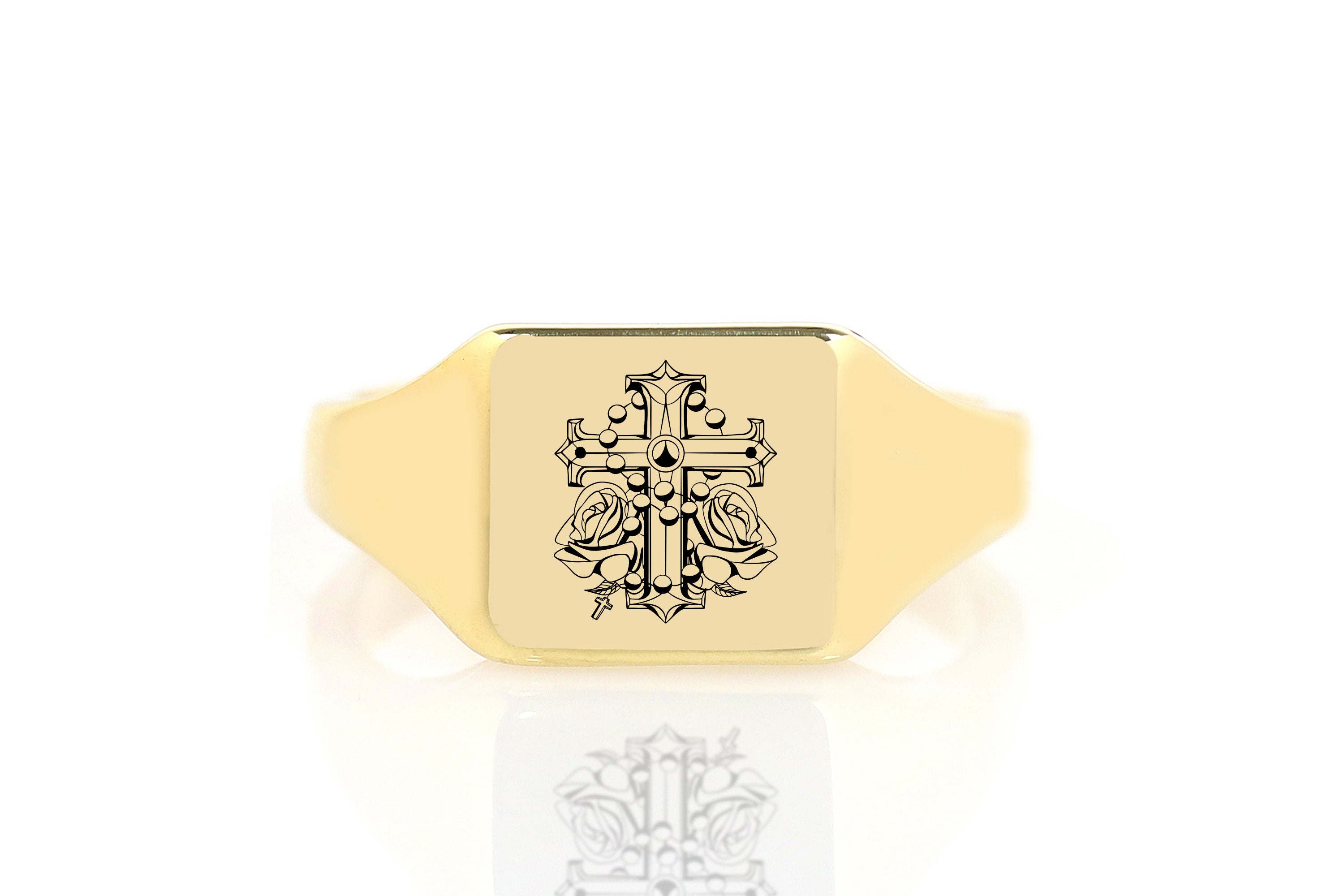 Chicano Cross Signet Ring