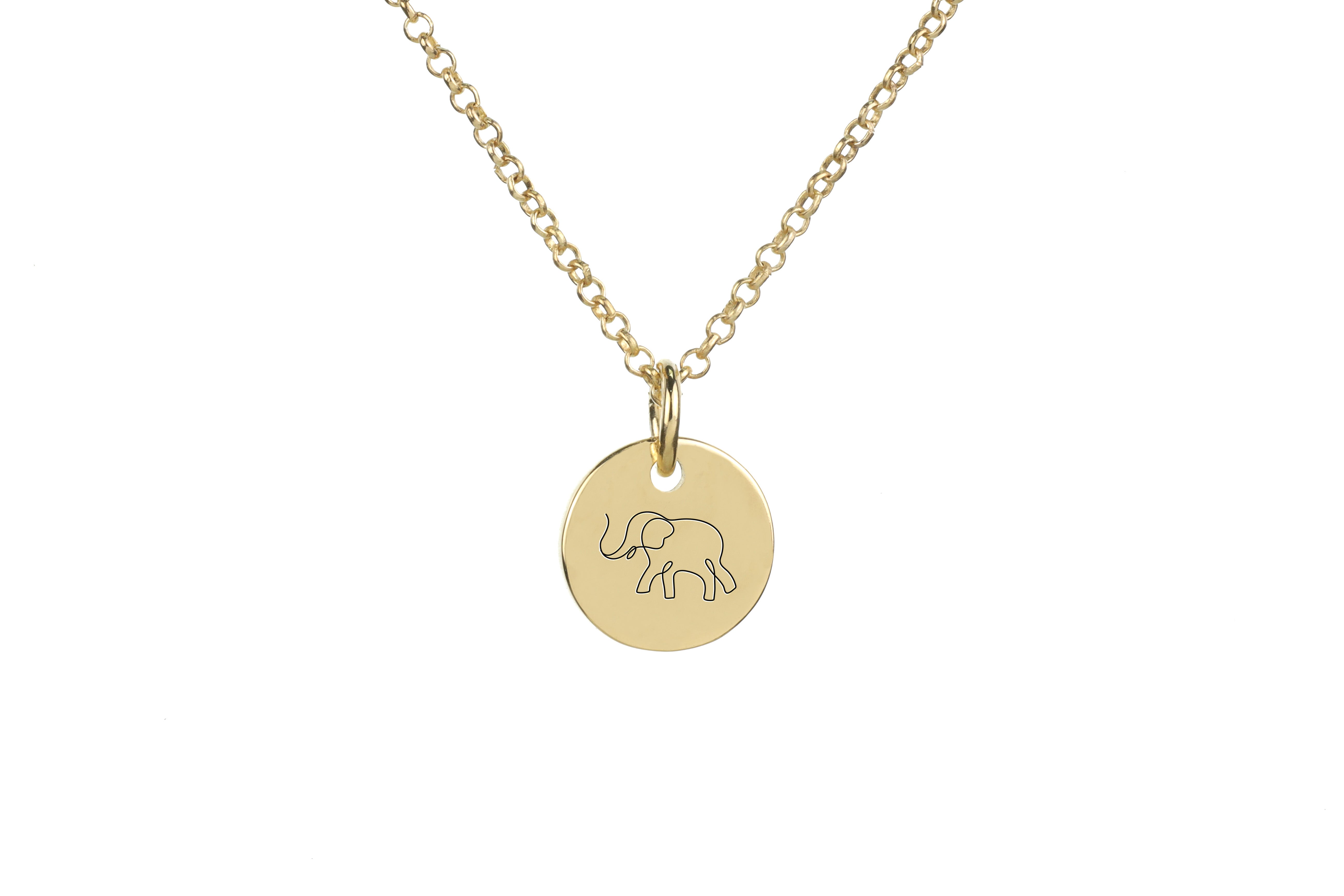 Engraved Elephant Pendant Necklace
