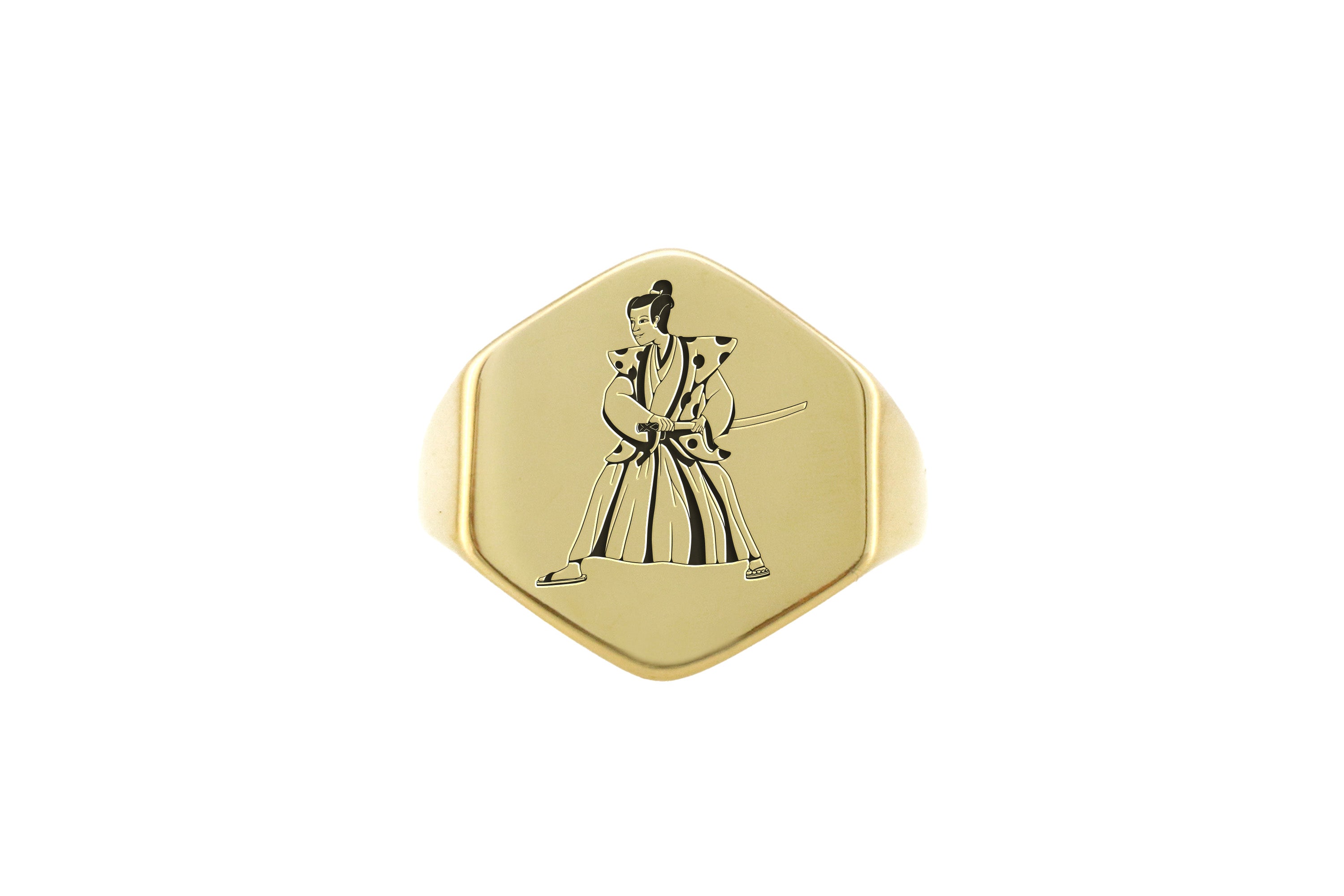 14k Gold Samurai Signet Ring