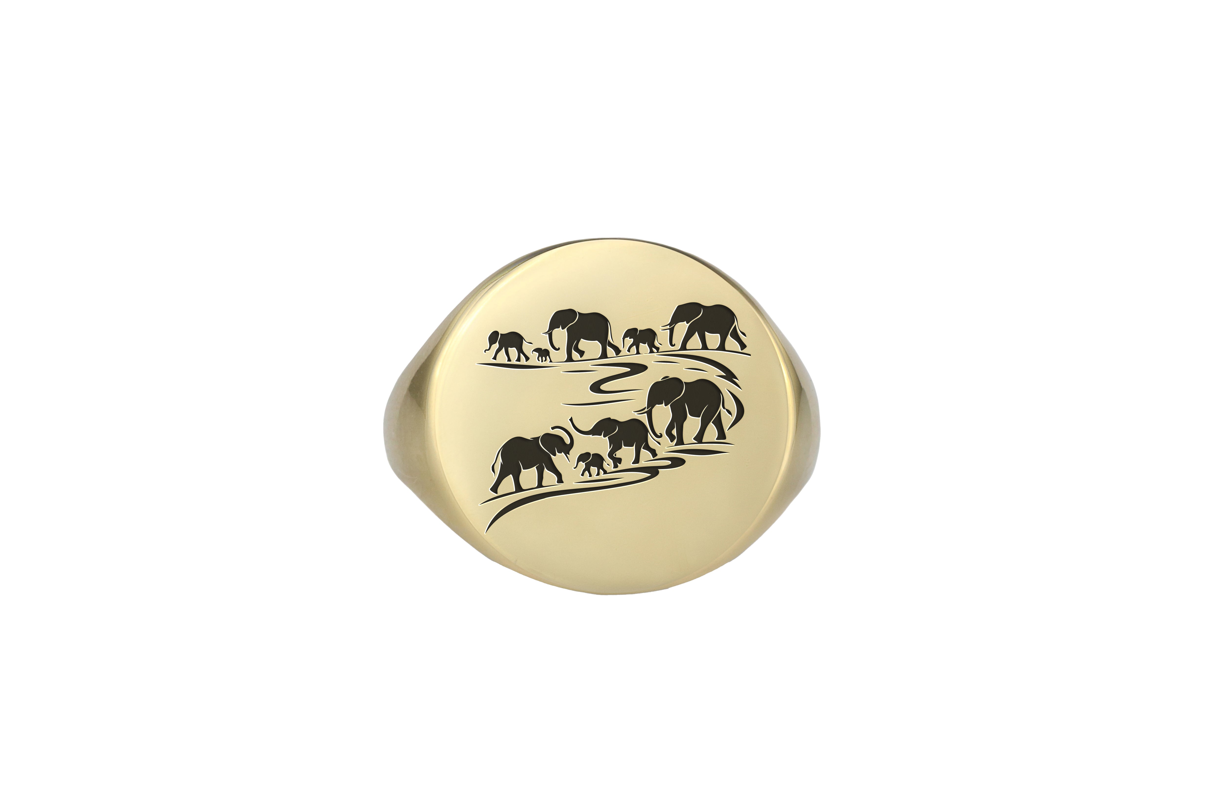 Engraved Elephant Signet Ring