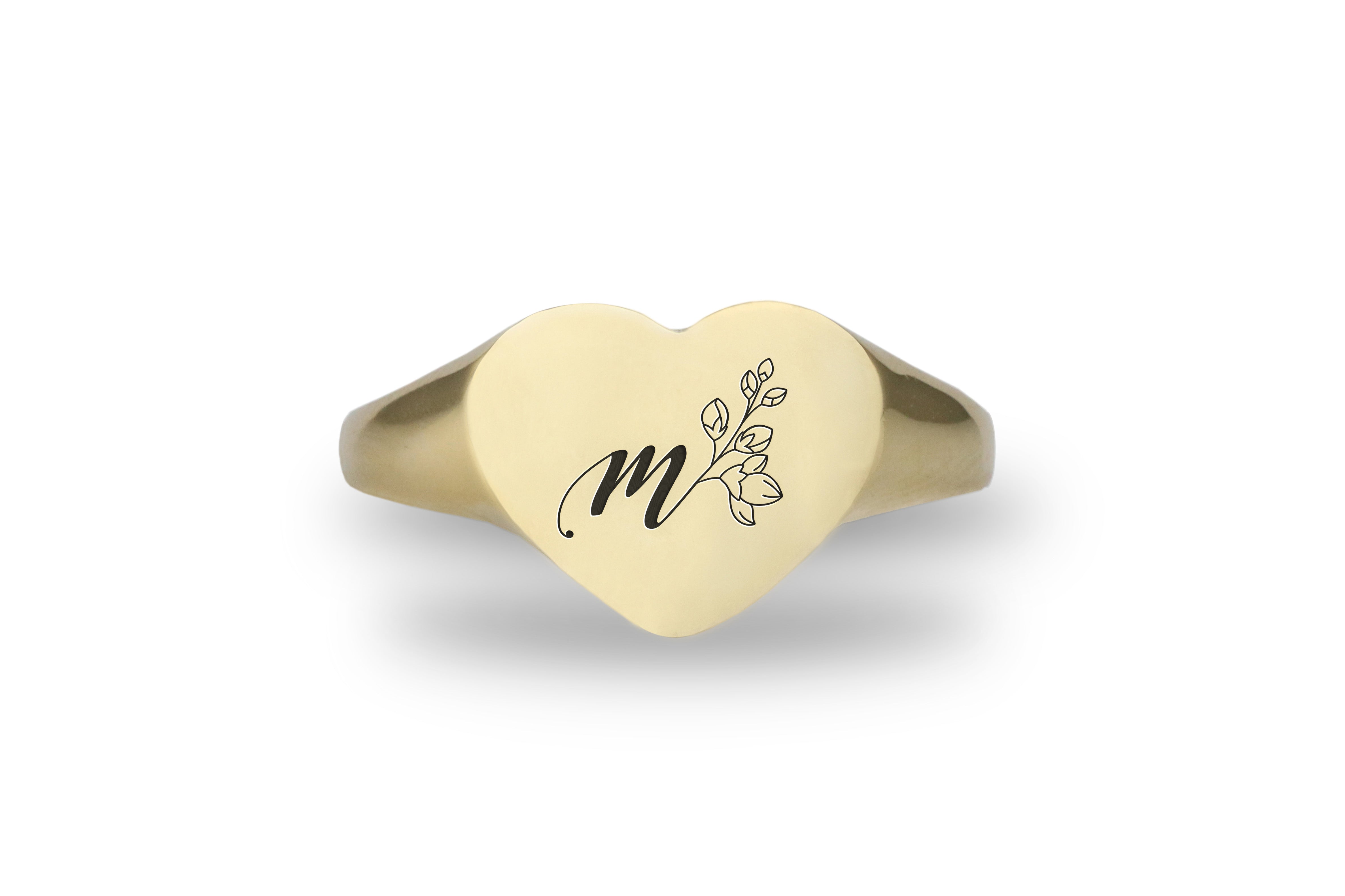 Floral Letter Signet Ring