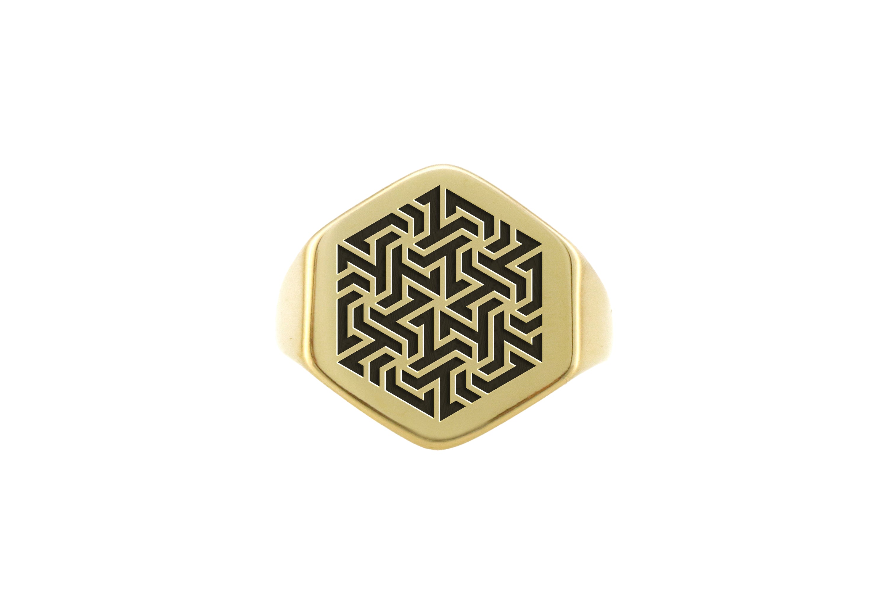 Engraved Maze Signet Ring