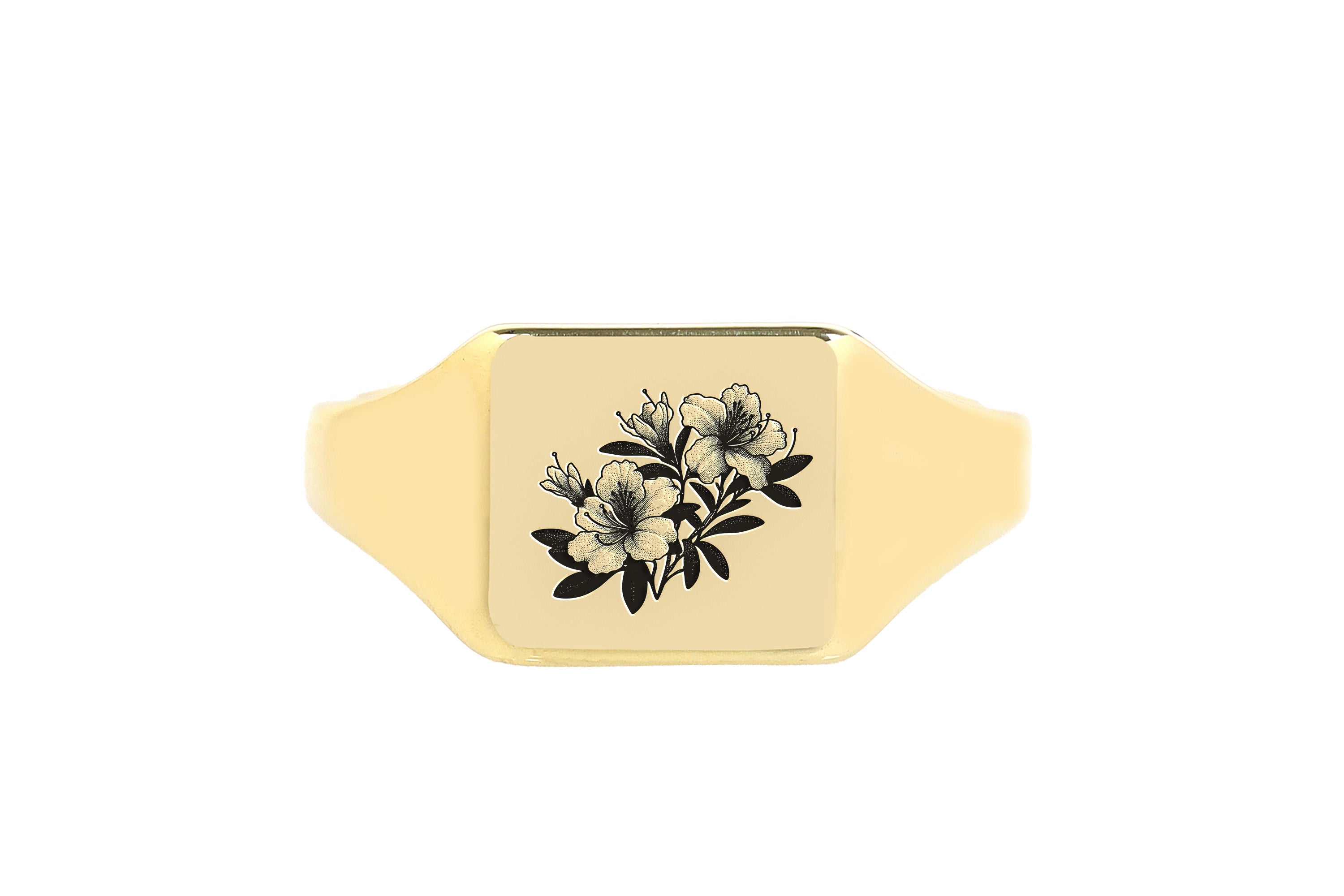14k Gold Flower Signet Ring