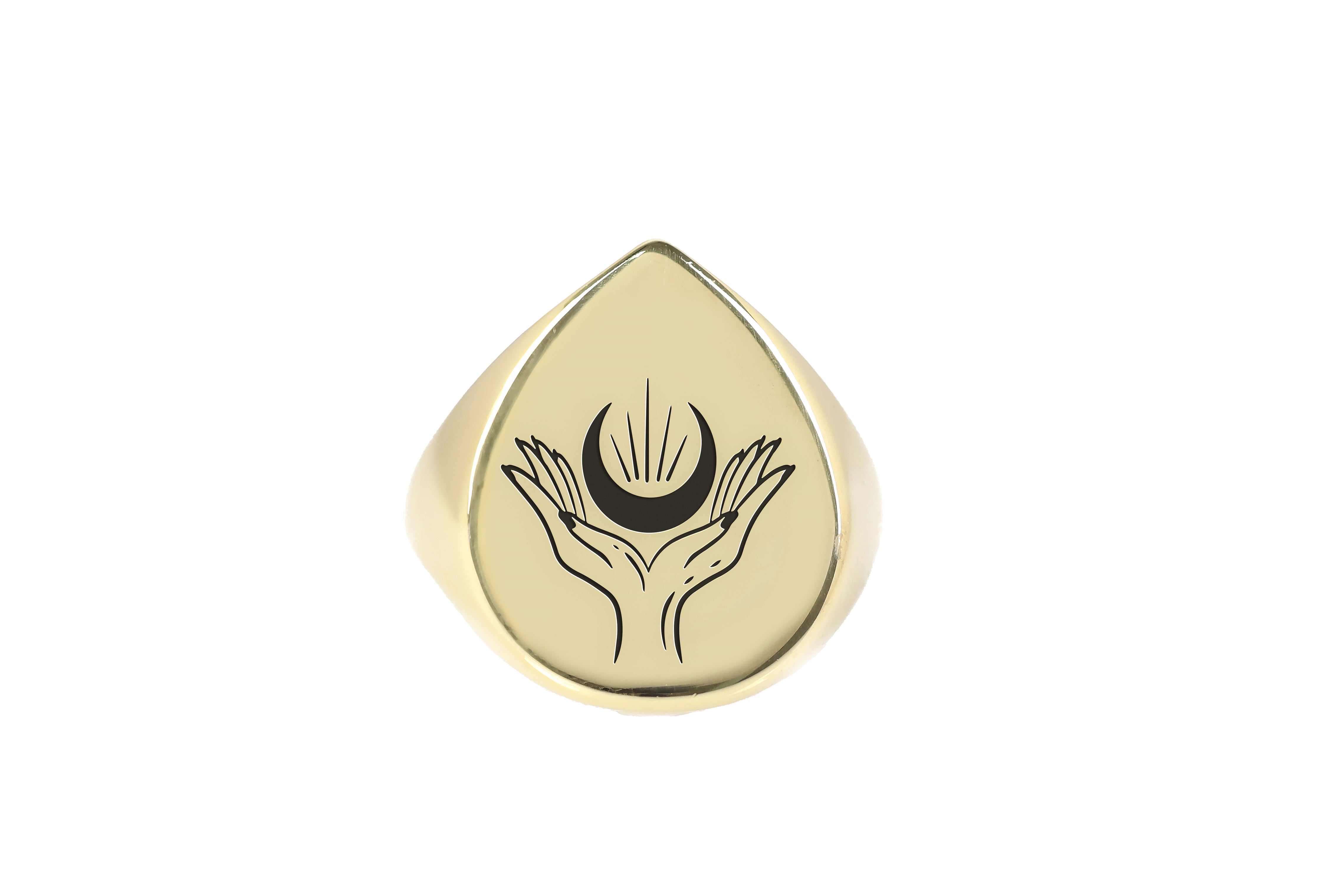 Gothic Moon Engraved Ring