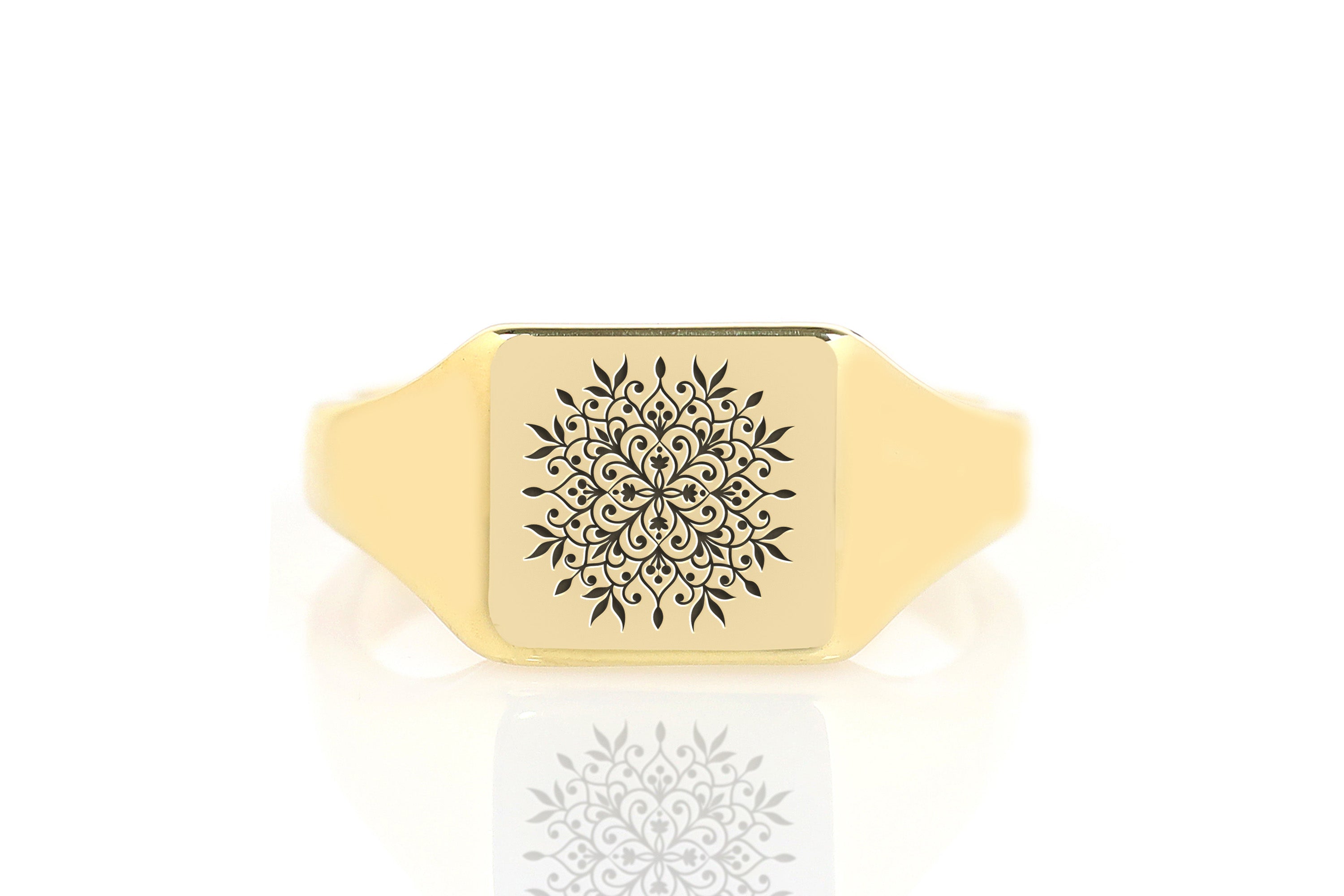 Engraved Floral Gold Ring