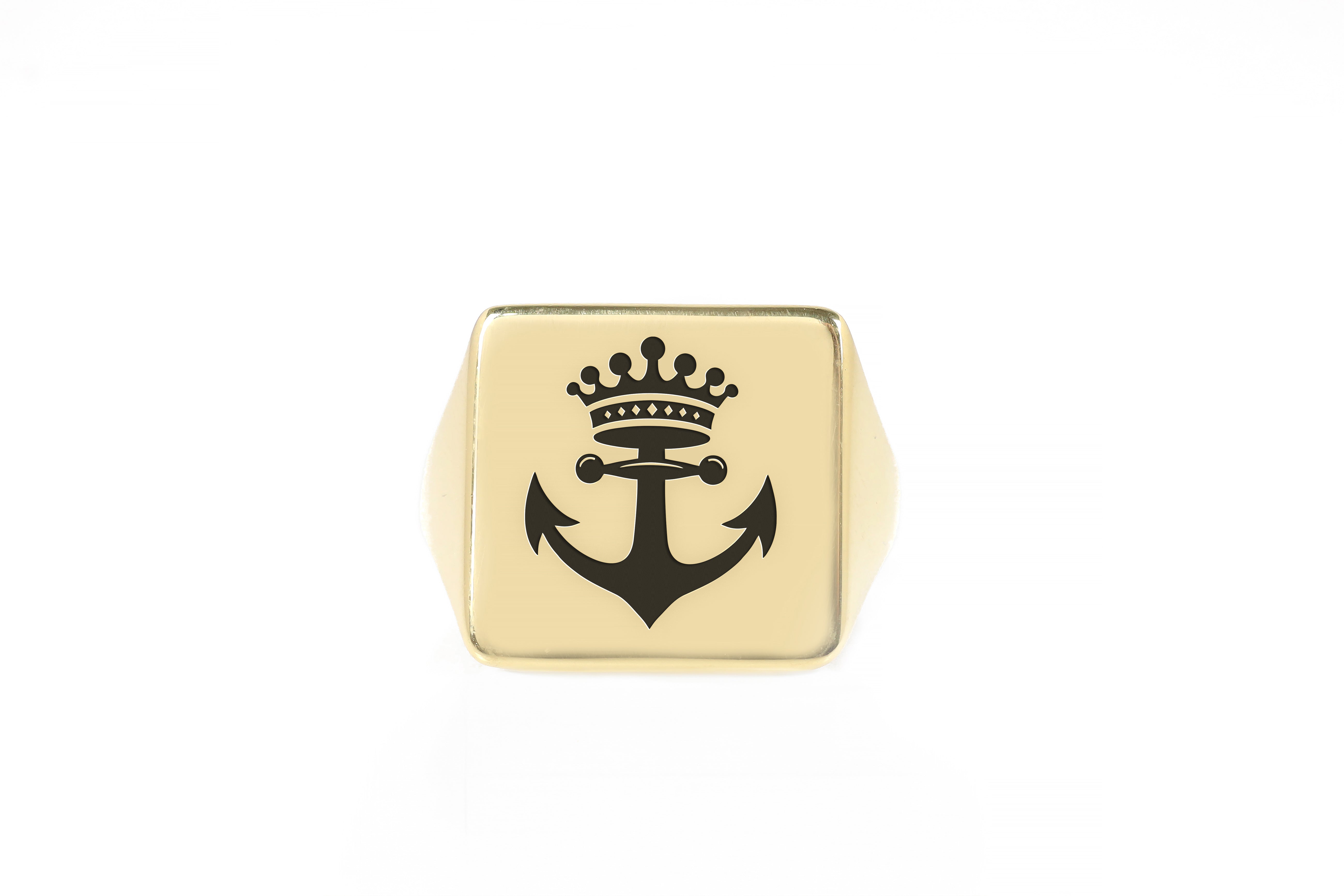 Engraved Crown Anchor Ring
