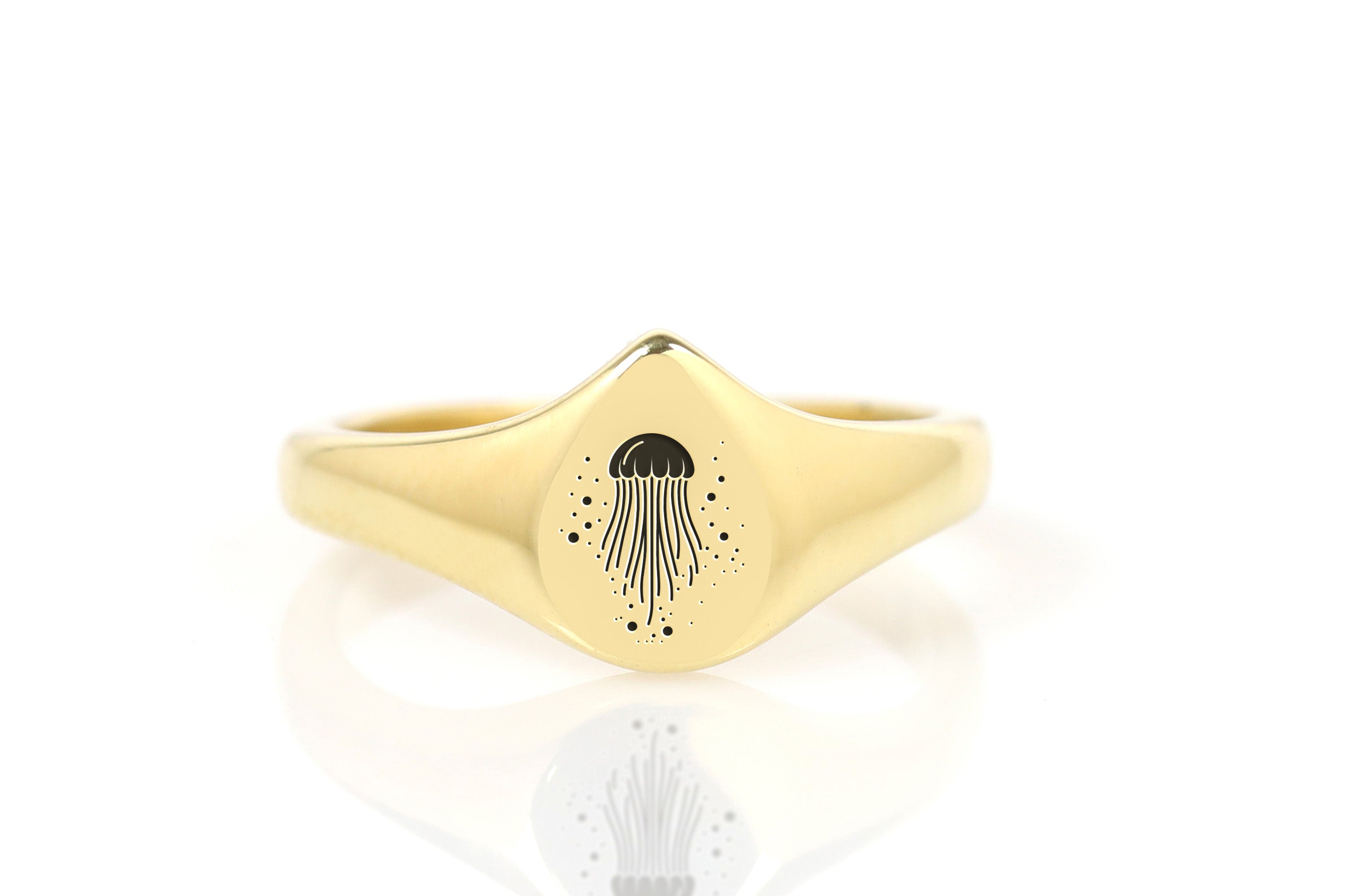 Jellyfish Teardrop Gold Ring