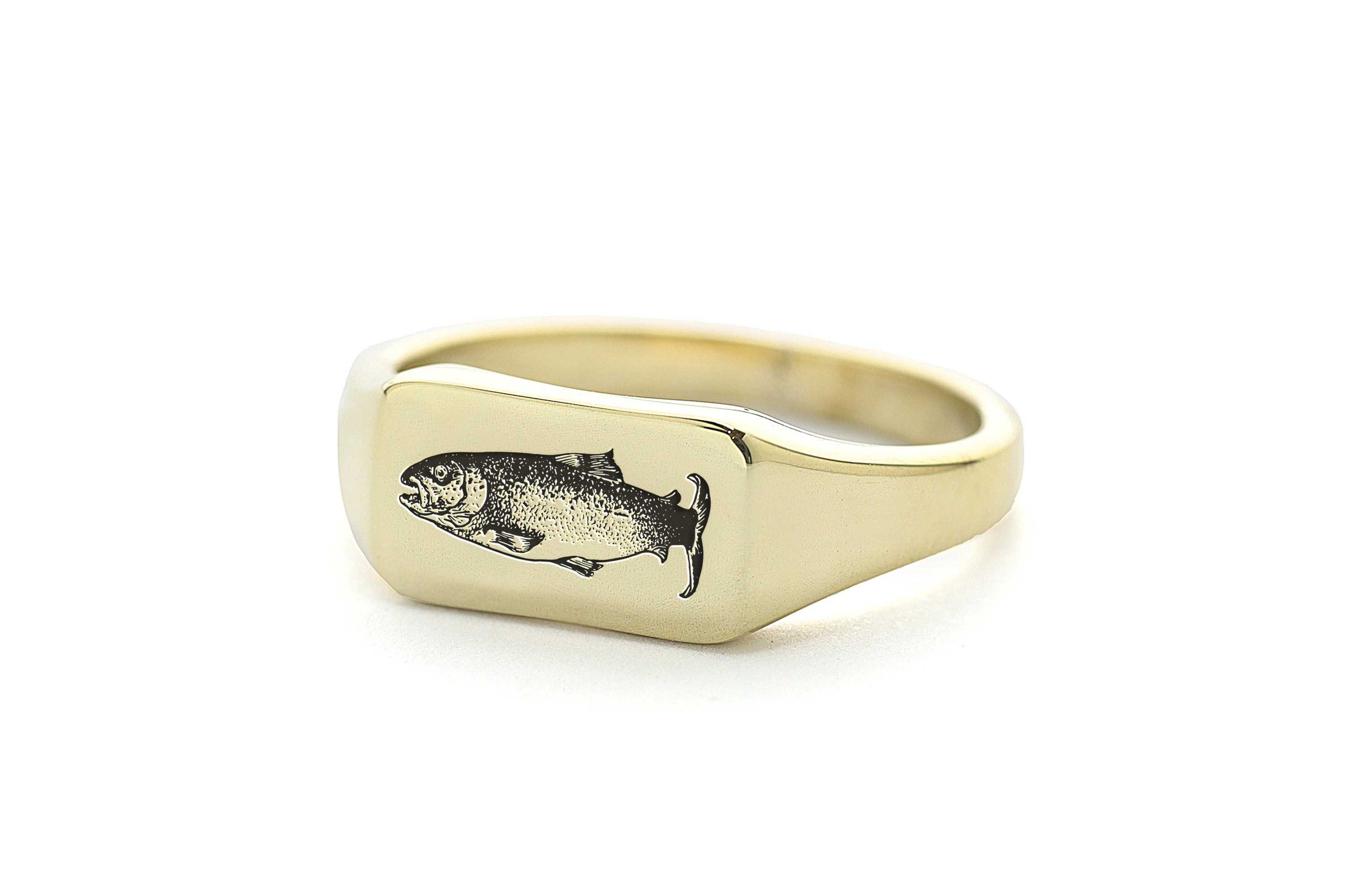 Engraved Salmon Fish Ring