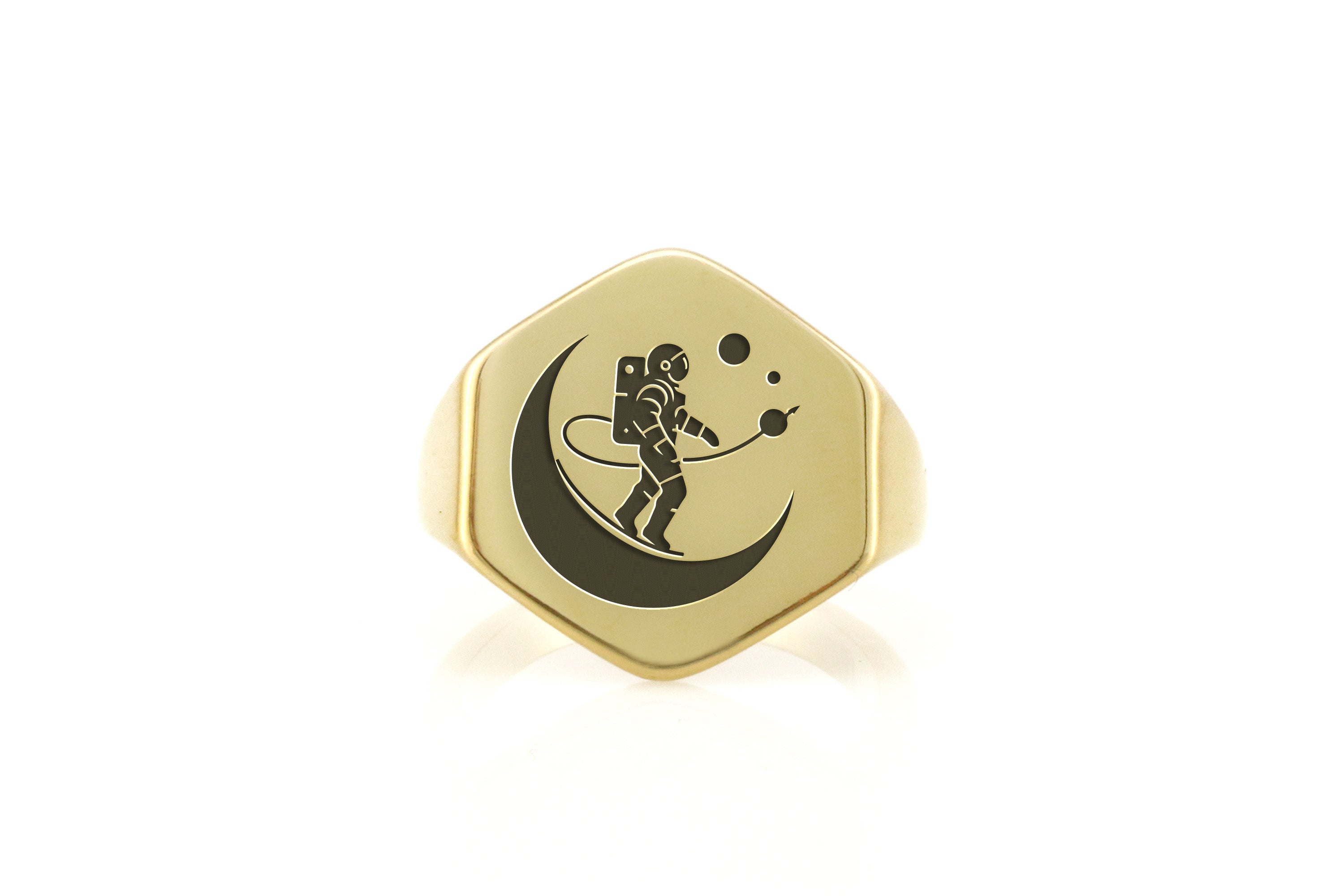 14k Gold Astronaut Signet Ring