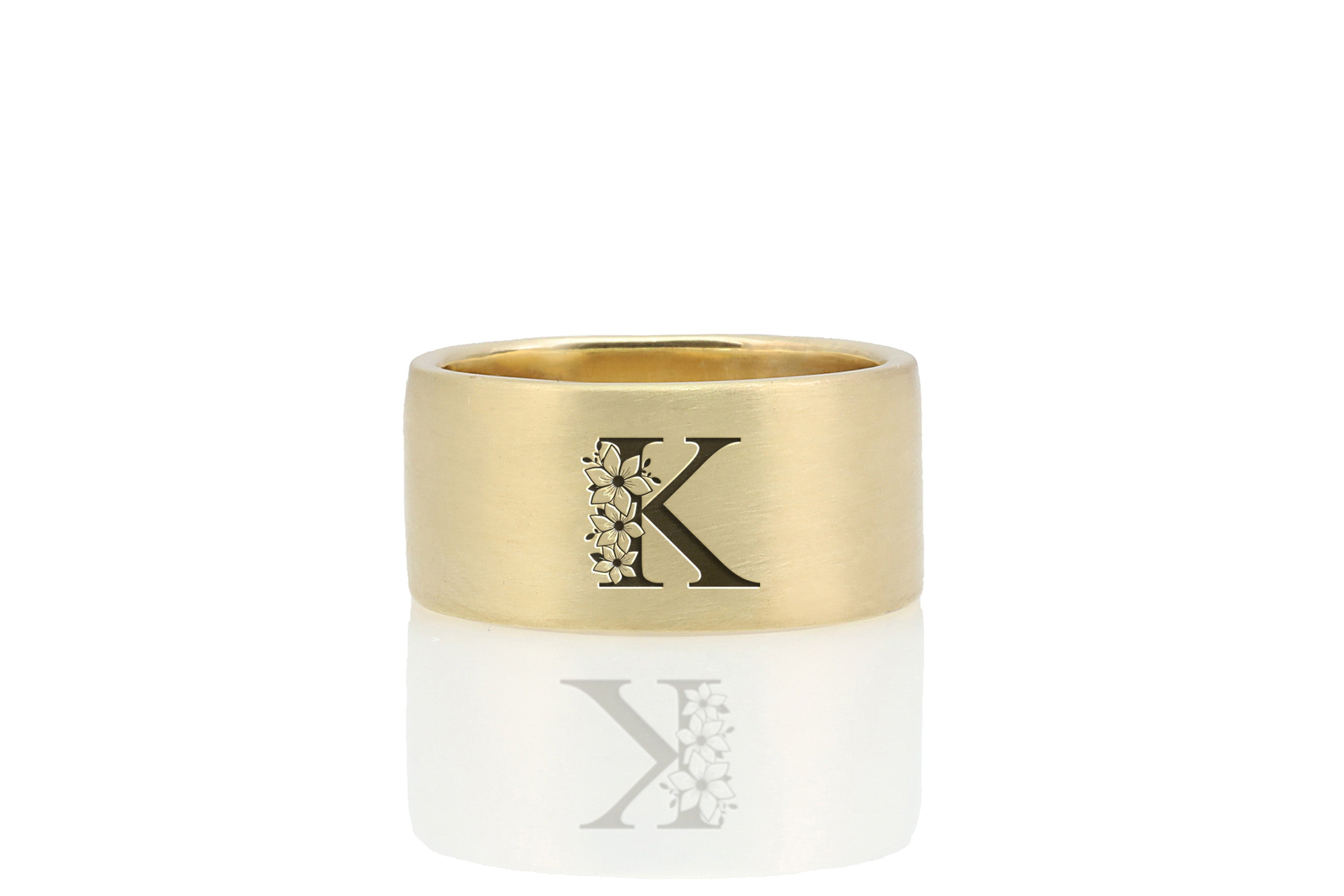 Engraved Flowered Wedding Ring